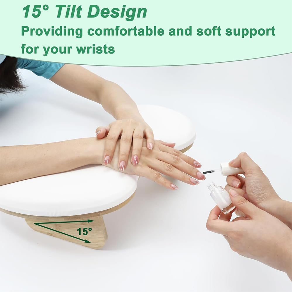 U-Shaped Arm Rest for Nails Tech,Professional Soft PU Leather Hand Cushion with Wood Legs,Nail Hand Rest for Nail Tech Must Haves,Comfortable Ergonomic Arm Support for Gel Polish,Nail Art image number 4