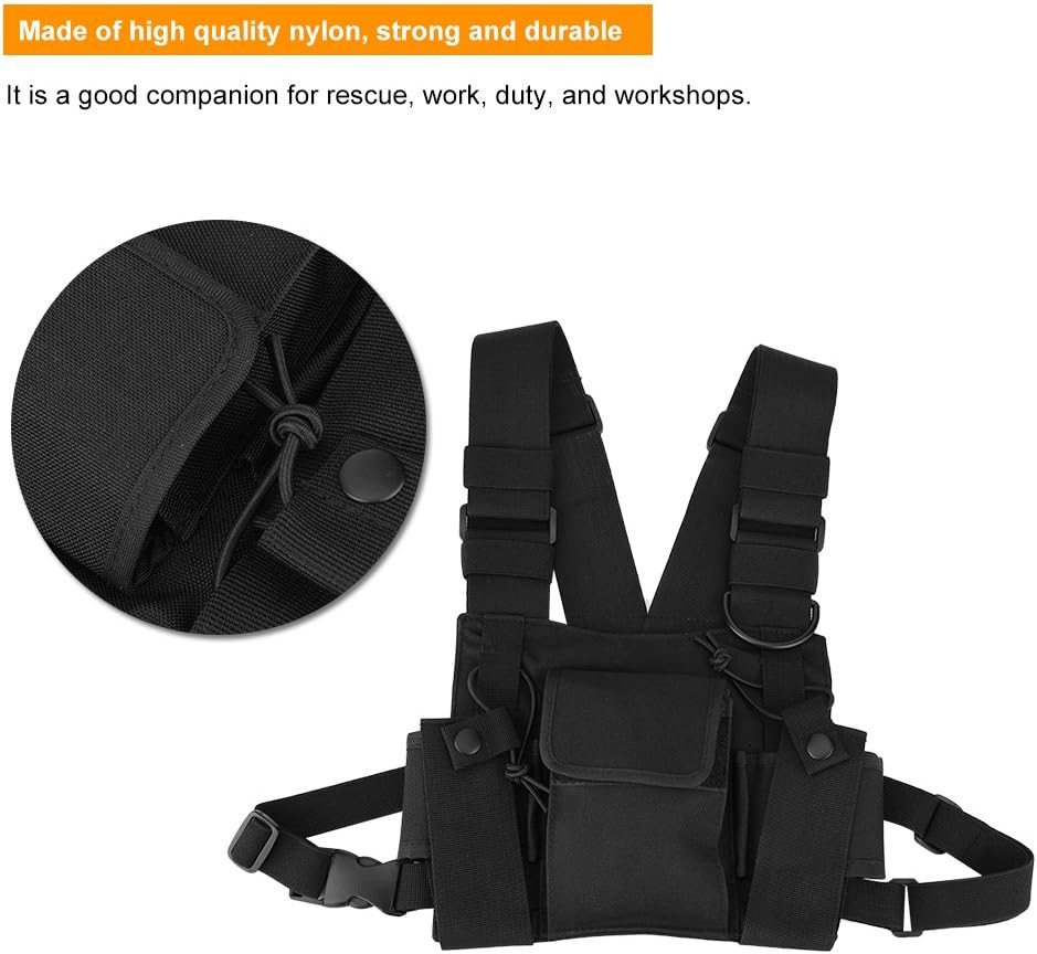 Walkie-Talkie Chest Pack, Walkie Talkie Bag Chest Pocket Universal Hands- Adjustable Bag Two Way Carry Radios Holder for Police, Building Works and Other Hazardous Places image number 3