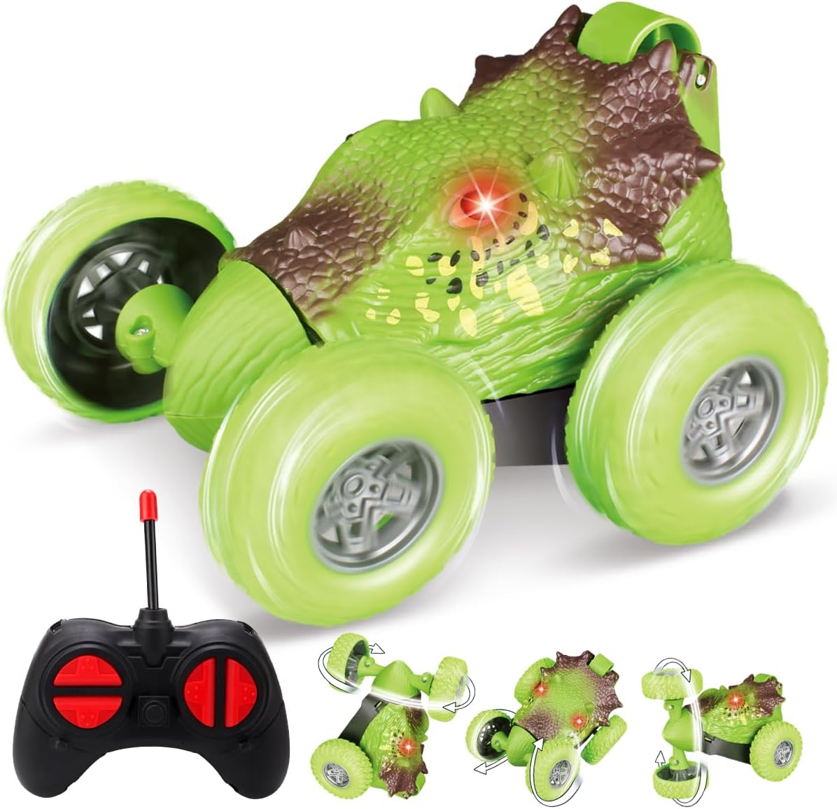 Qizebaby Remote Control Car for Kids，Dinosaur Toys RC Stunt Car，360&deg;Rotating RC Car with Rechargeable，Toy for 3 4 5 6 7 8 9 Year Old Boy Christmas Birthday Toys Gift
