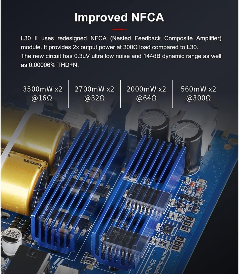 Topping L30 II NFCA Headphone Amp Preamp, RCA to 6.35Mm Headphone Amplifier, RCA Preoutput Preamplifier, Hi-Res Audio 3500Mw&times;2 Earphone Amplifiers with 3 Gains Settings (Black) image number 3