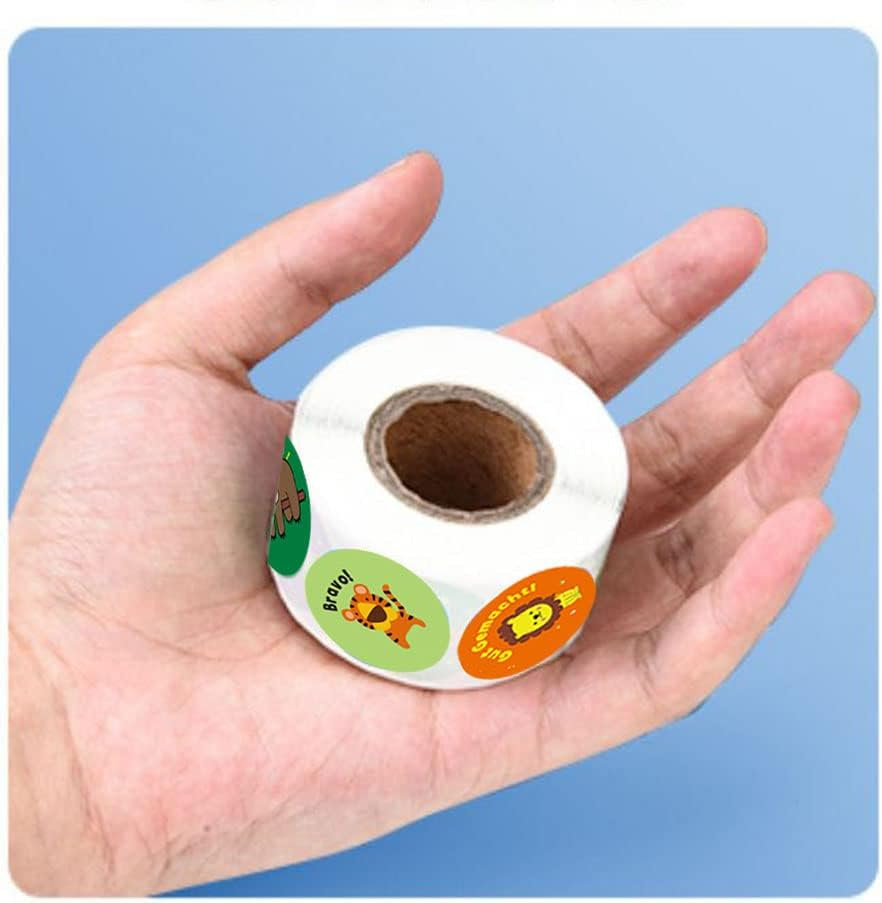 Motivational Stickers for Children, Pack of 1000 Self-Adhesive Animal Reward Stickers, Teacher Reward Stickers with Cute Animals, Praise Praise Stickers for School, Classroom, Rounds