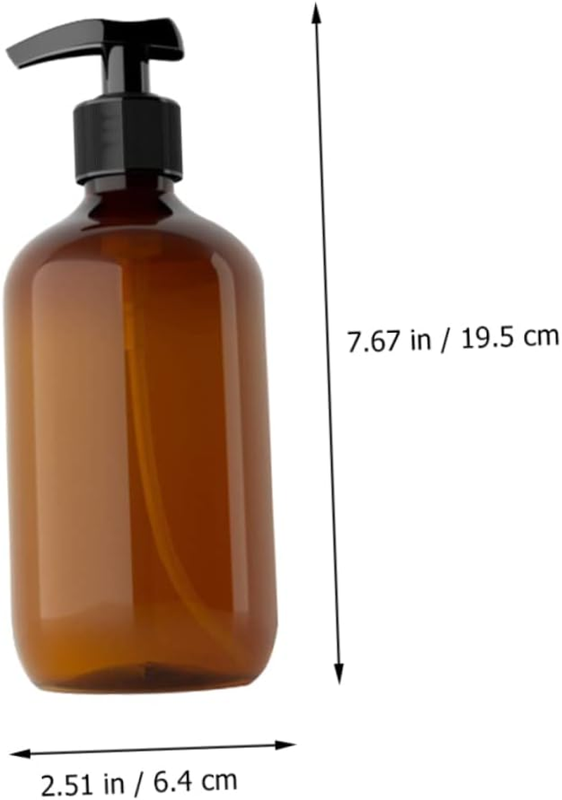 HONITANO 5Pcs 500Ml Brown Sub Packaging Bottles Refillable Cosmetic Dispensers for Shampoo Lotion Hand Soap Travel Bathroom Use image number 2