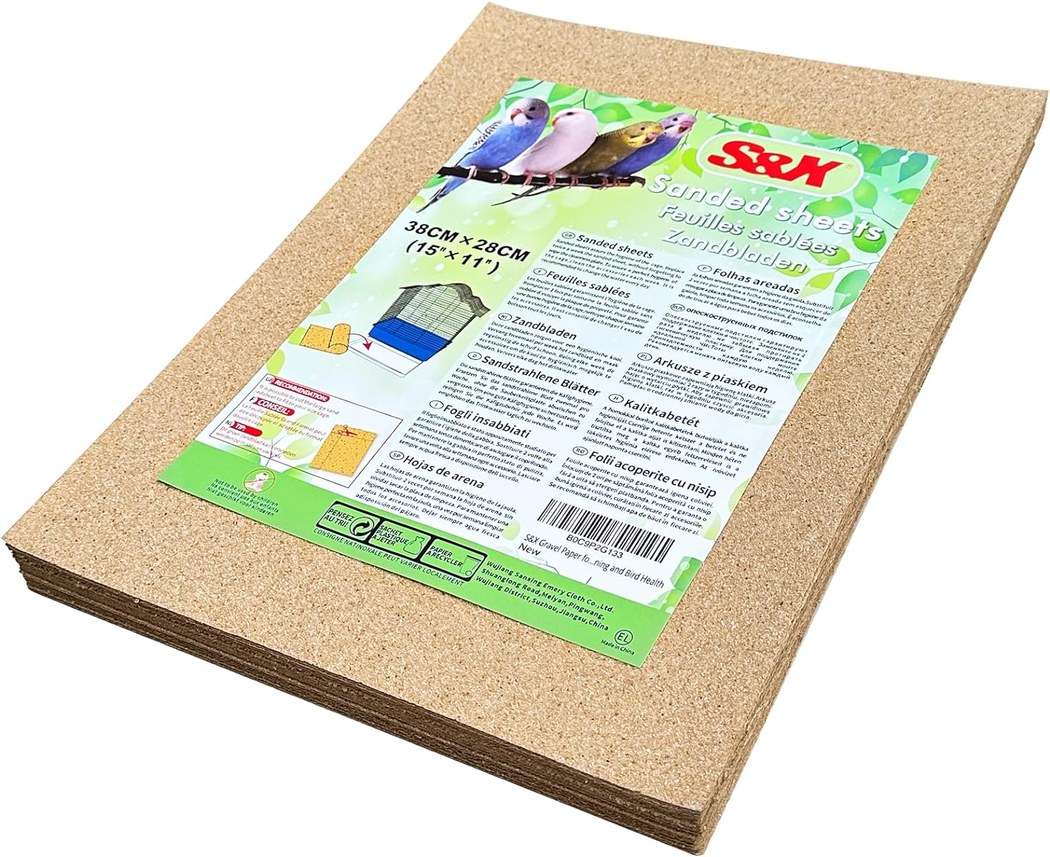 S&X Bird Cage Liner 30-Pack 15&rdquo; X 11&rdquo; Gravel Paper for Bird Cage | Sand Sheets for Easier Cleaning and Bird Health image number 3