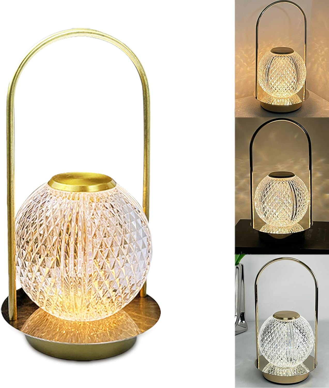 LED Table Lamp, Cordless Rechargeable, 3 Colour Stepless Dimming, Touch Control, Portable Night Light (Modern, Small+26#)