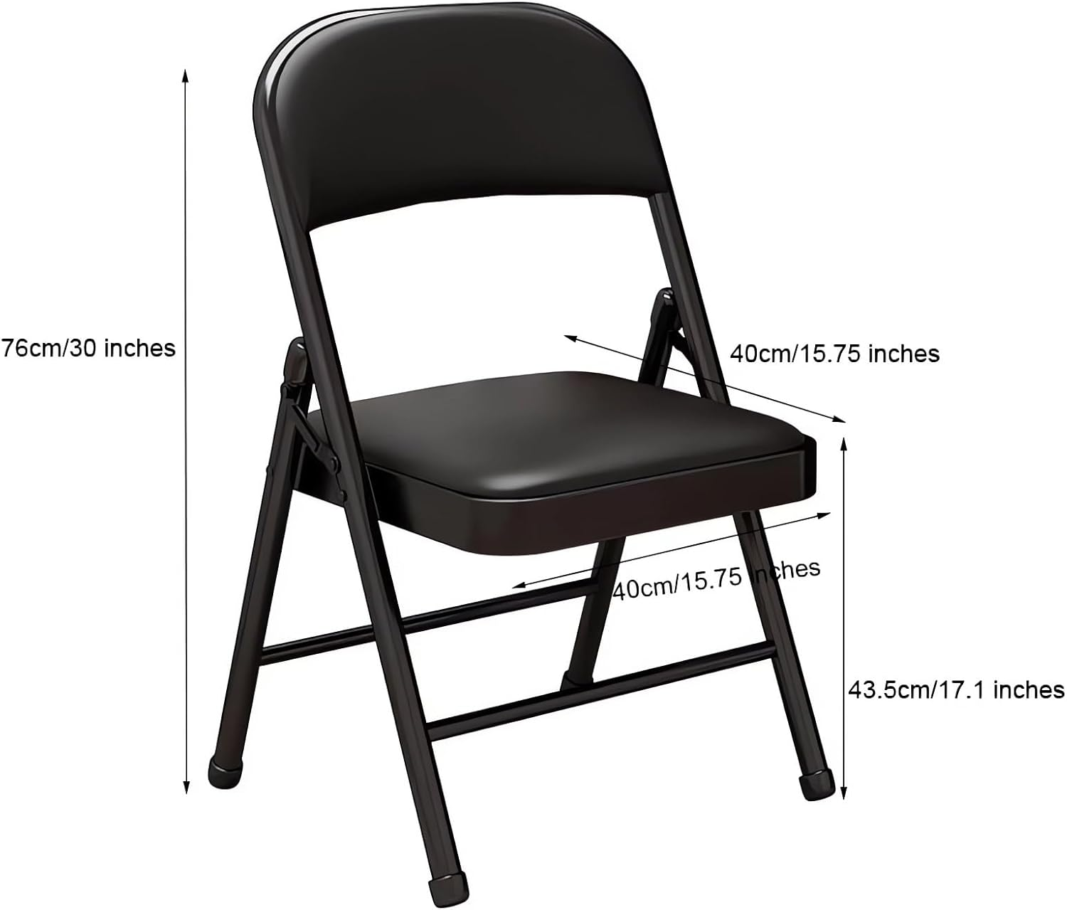 Padded Folding Chair with Mesh Cushion, Multi-Purpose for Home and Office A262 (Black)