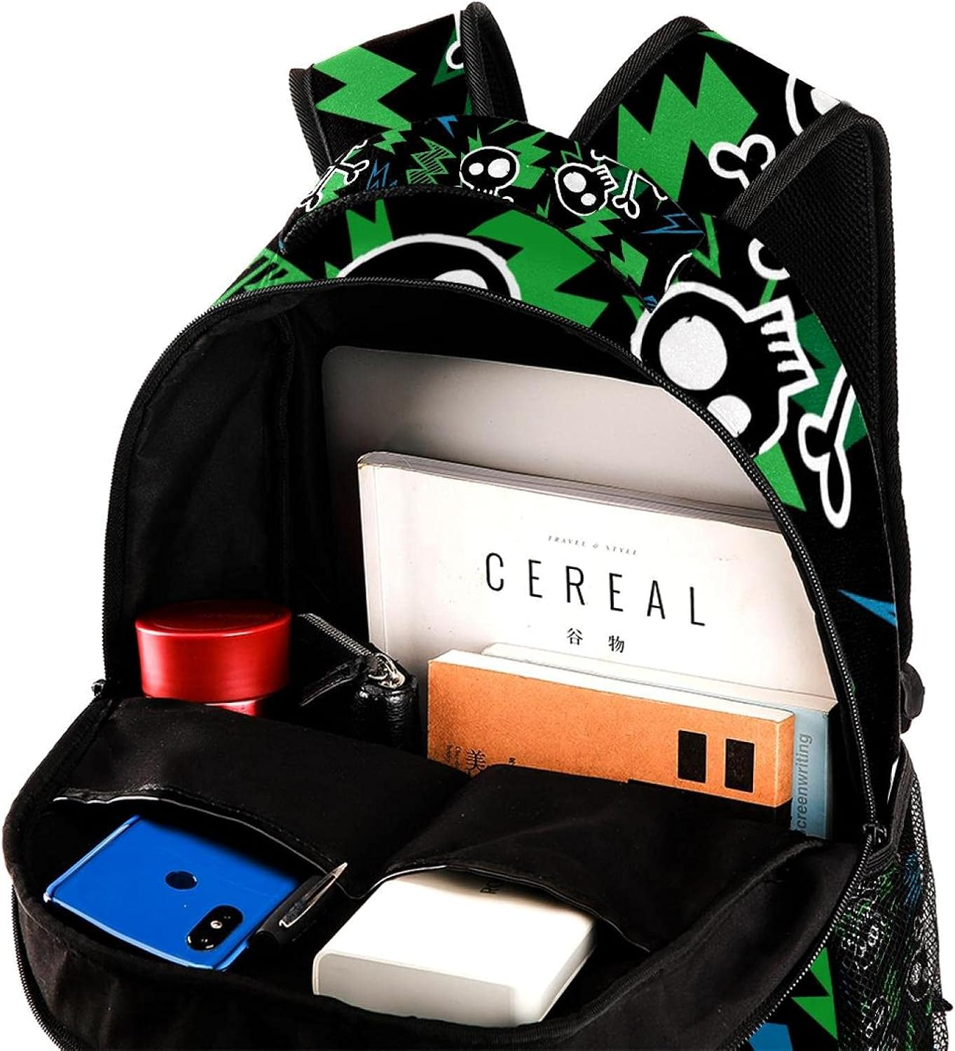 Skull and Bolt Backpack Students Shoulder Bags Travel Bag College School Tote Backpacks image number 2