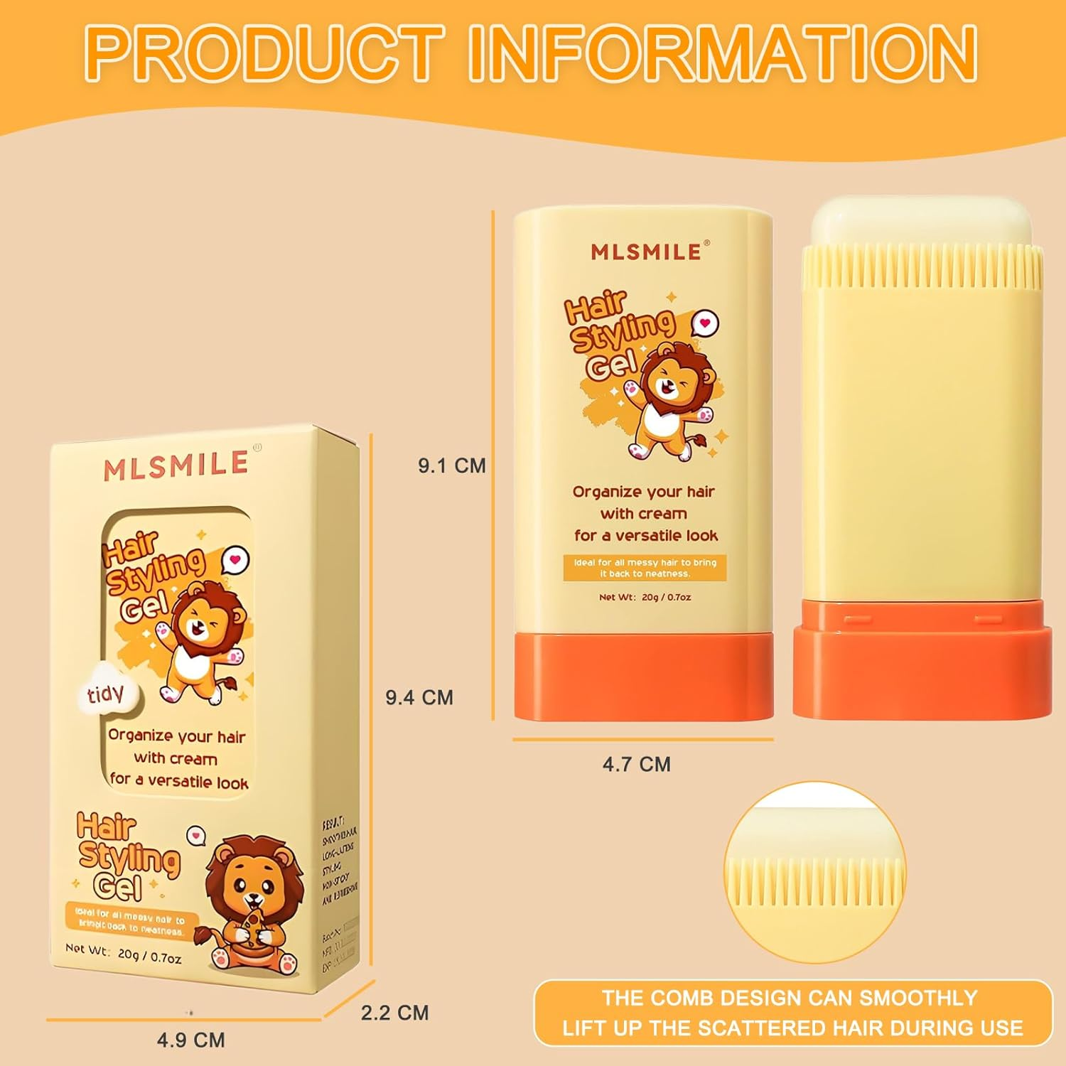 Checkzed Hair Styling Gel for Kids, Children'S Hair Wax Stick - Built-In Comb 2-In-1 Hair Finishing Stick, Natural Ingredients Refreshing and Non-Greasy, Easy to Styling, Compact and Portable image number 5