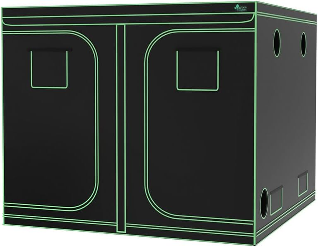 Green Fingers Grow Tent, 200 X 240 X 200Cm Hydroponics Growing System Indoor Greenhouse Hydroponic Indoor Plant Kits, 600D Oxford Cloth Black Exterior and Steel Frame Highly Reflective Inside image number 2