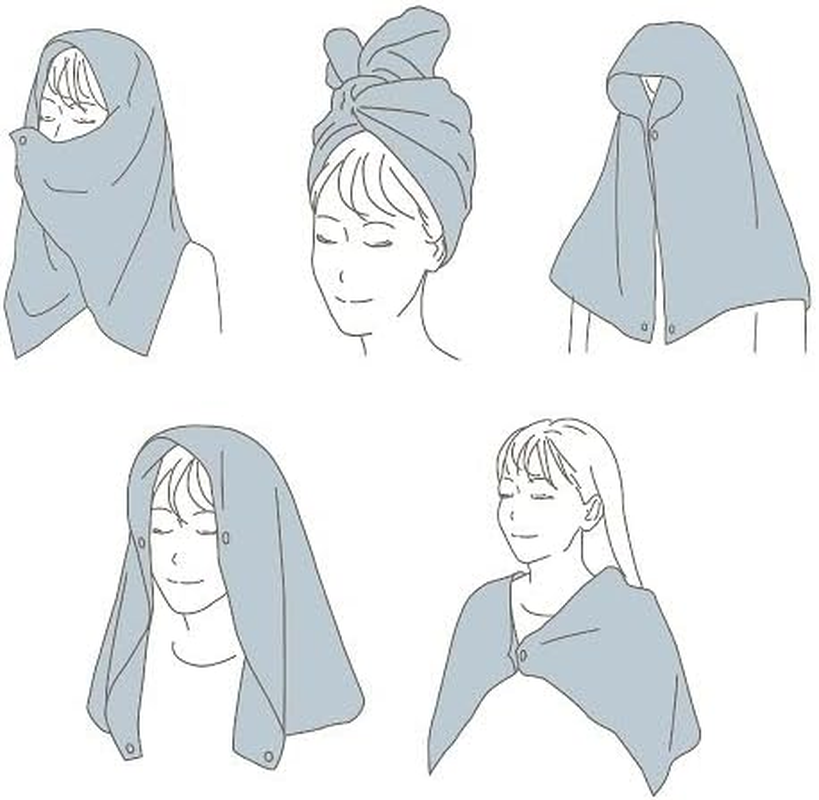 HAHONICO 5-Way Towel That Can Be Wrapped up Sauna Hat, Hair Dry Microfiber Spa Towel (Deep Aqua) image number 2