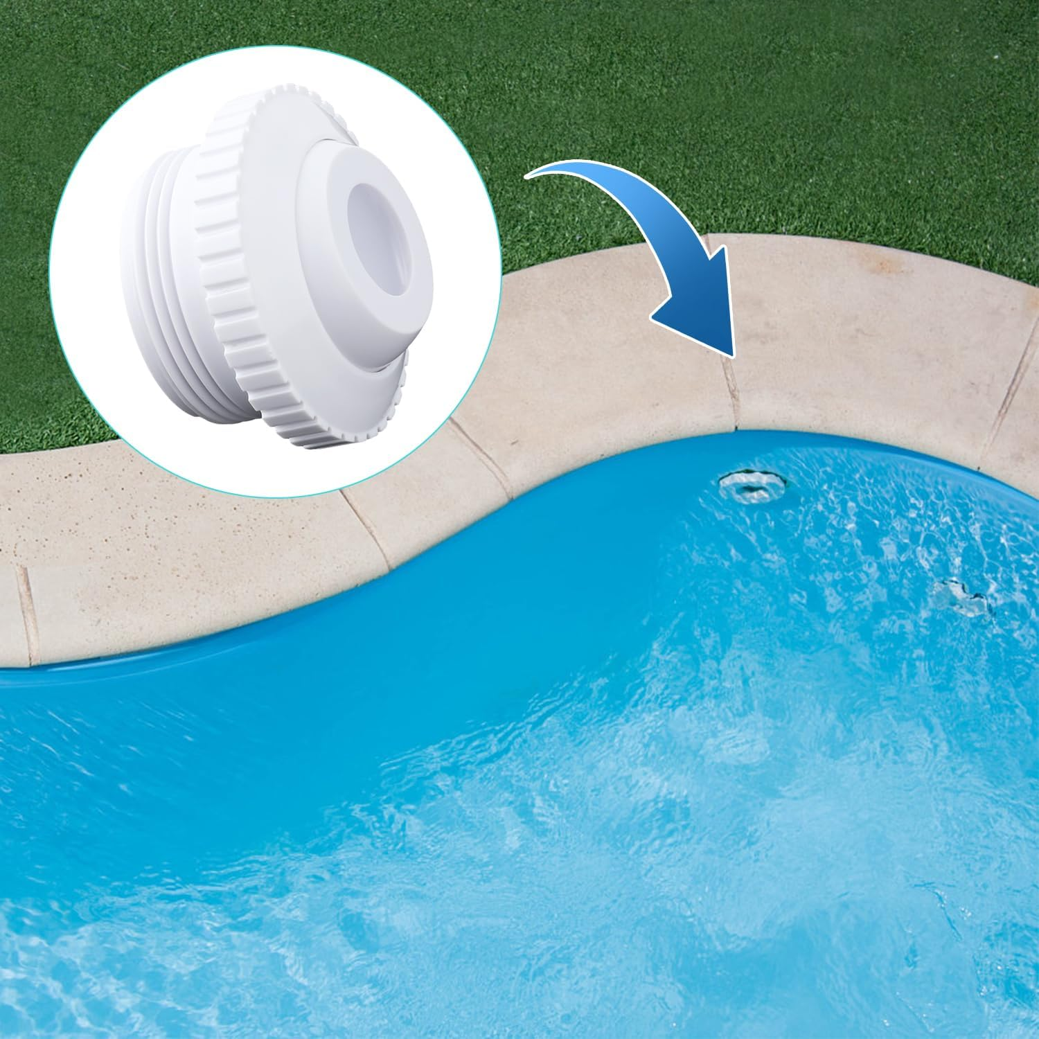 PEUTIER 2Pcs Pool Jet Nozzles, Swimming Pool Return Jet Directional Flow Eyeball Inlet Jet Flow Inlet Fitting for Swimming Pool Water Outlet Jet Nozzle Fitting Replacement image number 4