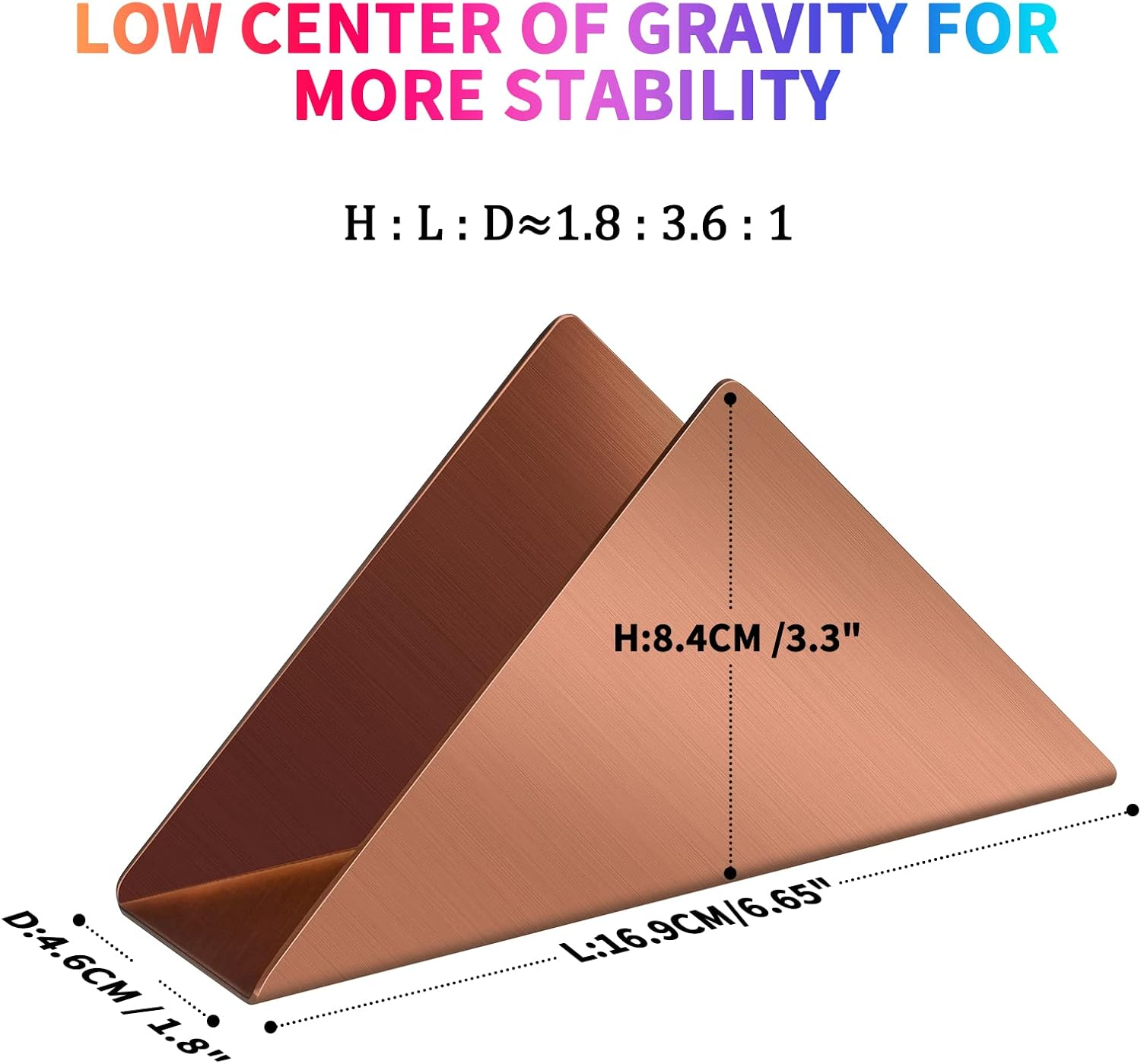 Lidwot Rose Gold Stainless Steel304# Napkin Holder for Table,Metal Standing Tissue Dispenser Organizer for Kitchen Dining Table,Cocktail Picnic Bar Napkins Holder,Upright Metal Napkin Dispenser.