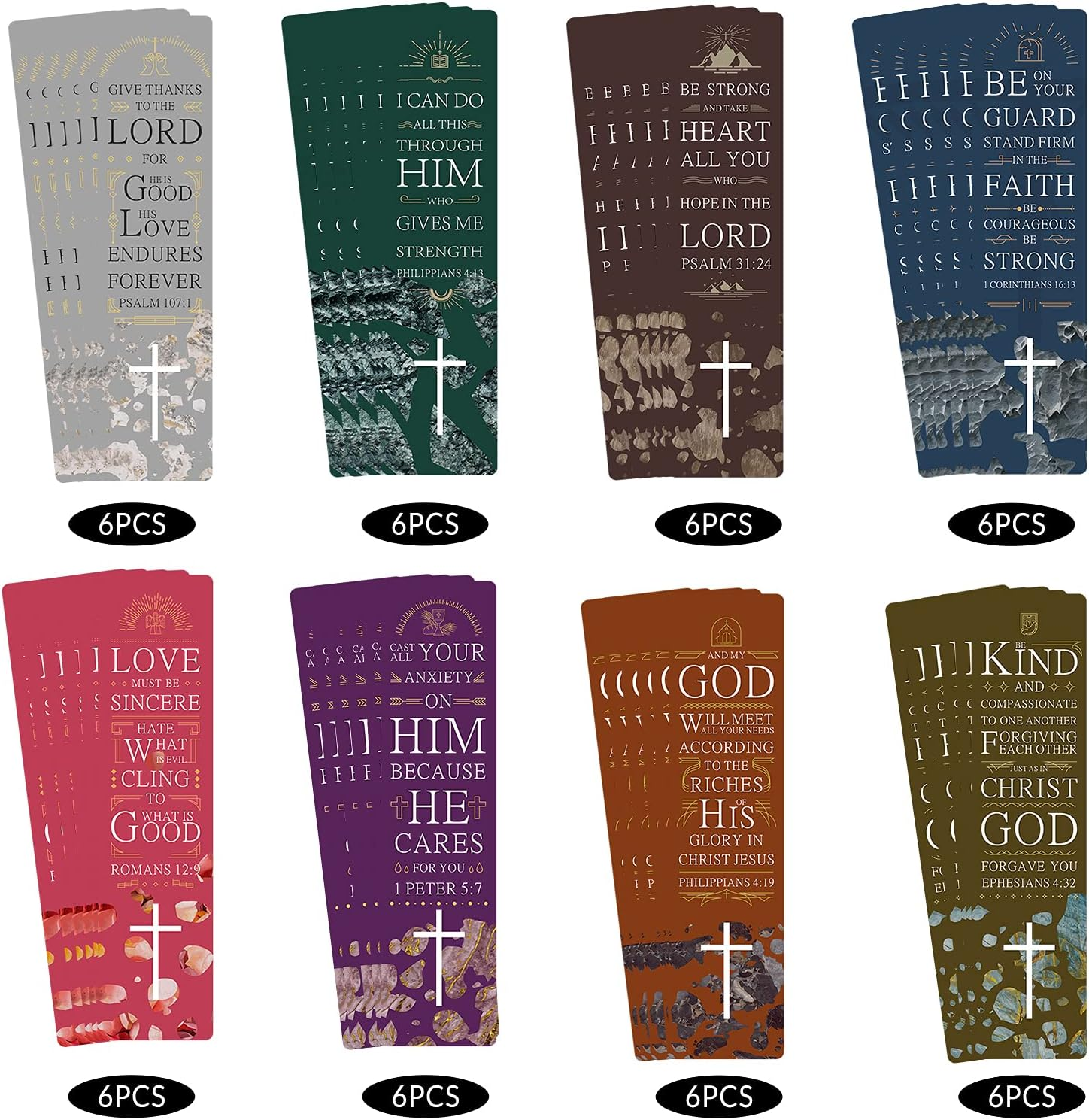 ANZON MORIES 48 Pieces Christian Scripture Bookmarks with Bible Verse Quotes & Storage Box, Inspirational Book Mark Religious Marker Christian Art Gift Bookmark for Reading Lover, Men, Women, Kids image number 5