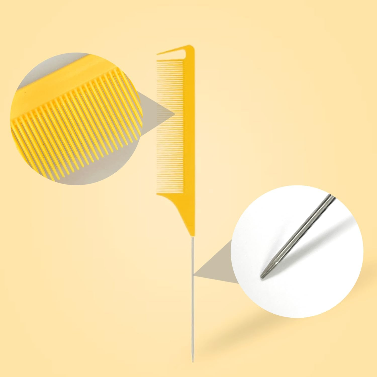 6 Piece Piece Comb Hair Comb Carbon Fiber Metal Fine Tooth Comb Pointed Tail Comb Professional Grooming Kit for Highlighting, Trimming, Styling, Parting (Multiple Colors) image number 4