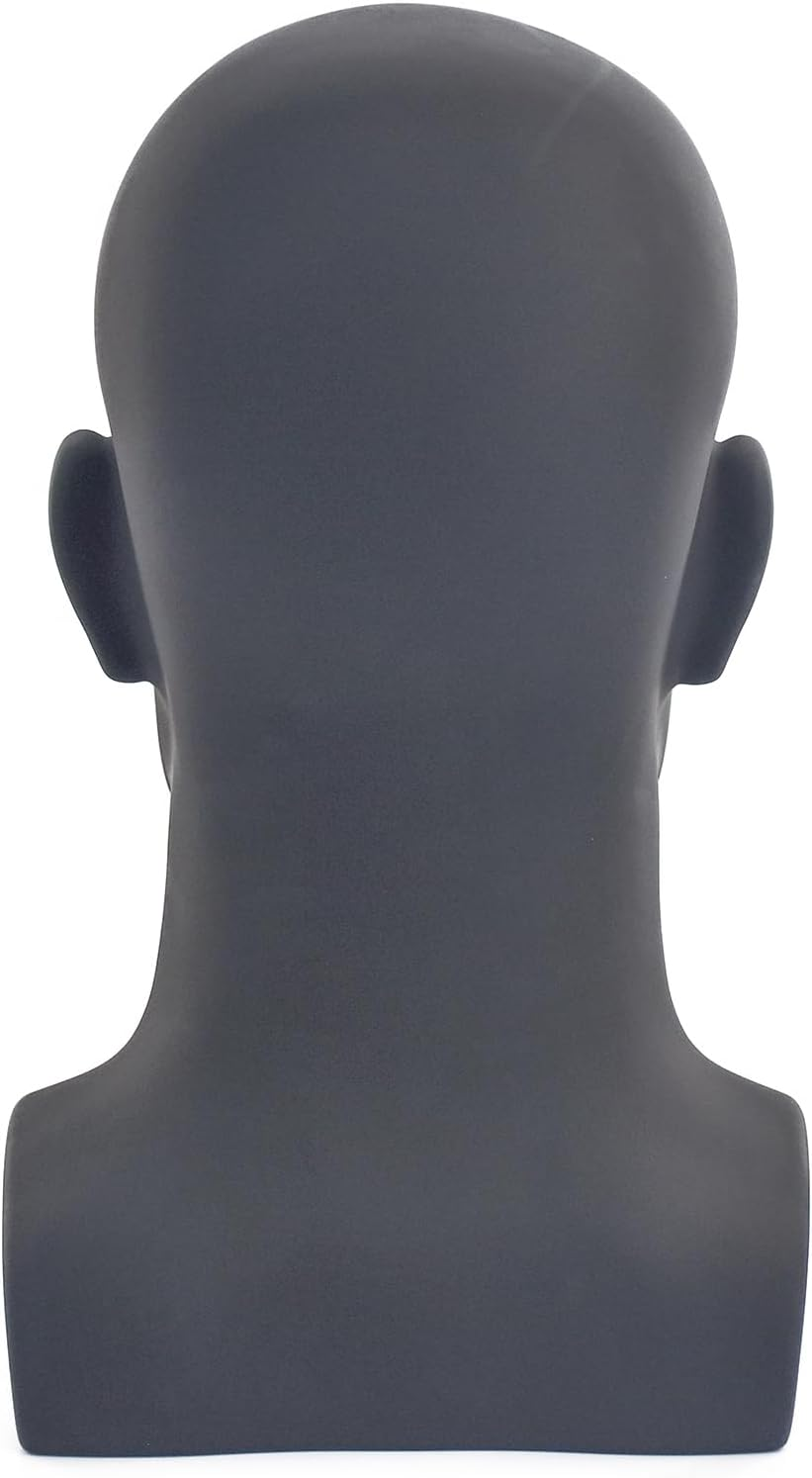 Tcwuzick Male Mannequin Head Professional Manikin Head for Display Wigs Hats Headphone Mask Sunglasses Jewelry and Scravat Display Stand (Matte Black) (L90-Yahei) image number 3