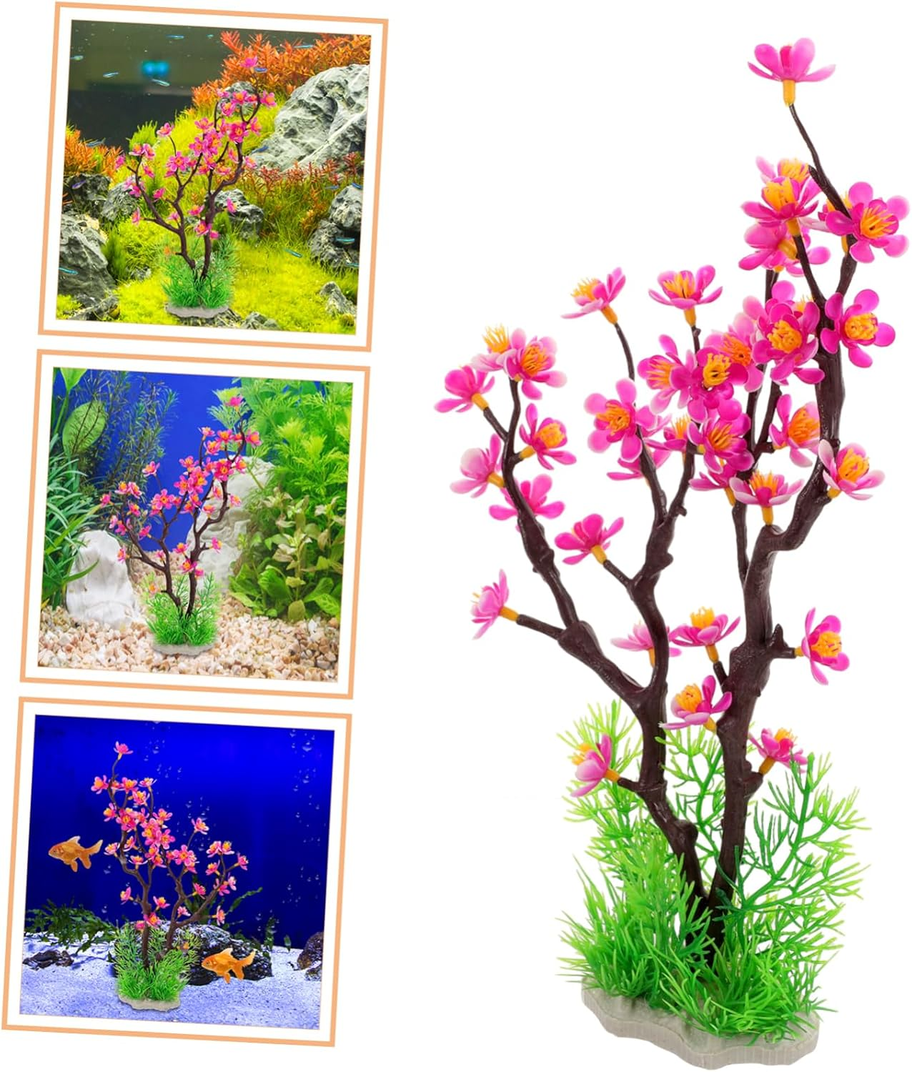 Kisangel Artificial Plum Blossom Aquarium Plants Underwater Decoration for Fish Tank Lightweight and Realistic Aquatic Plant Decoration for Home and Office Aquariums image number 6