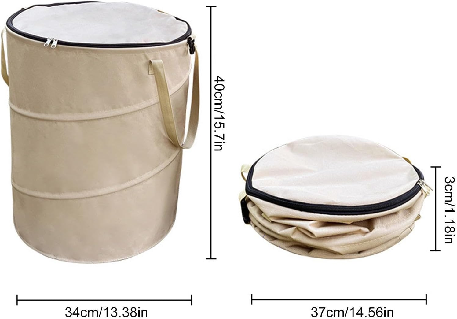 Tuxxjzm Foldable 37L Pop up Bin, Oxford Cloth, Beige, Rectangular, 34 X 40 Cm, 37L, 1.07 Lbs, Garden Waste Bin, Multi-Purpose Storage Bucket image number 1