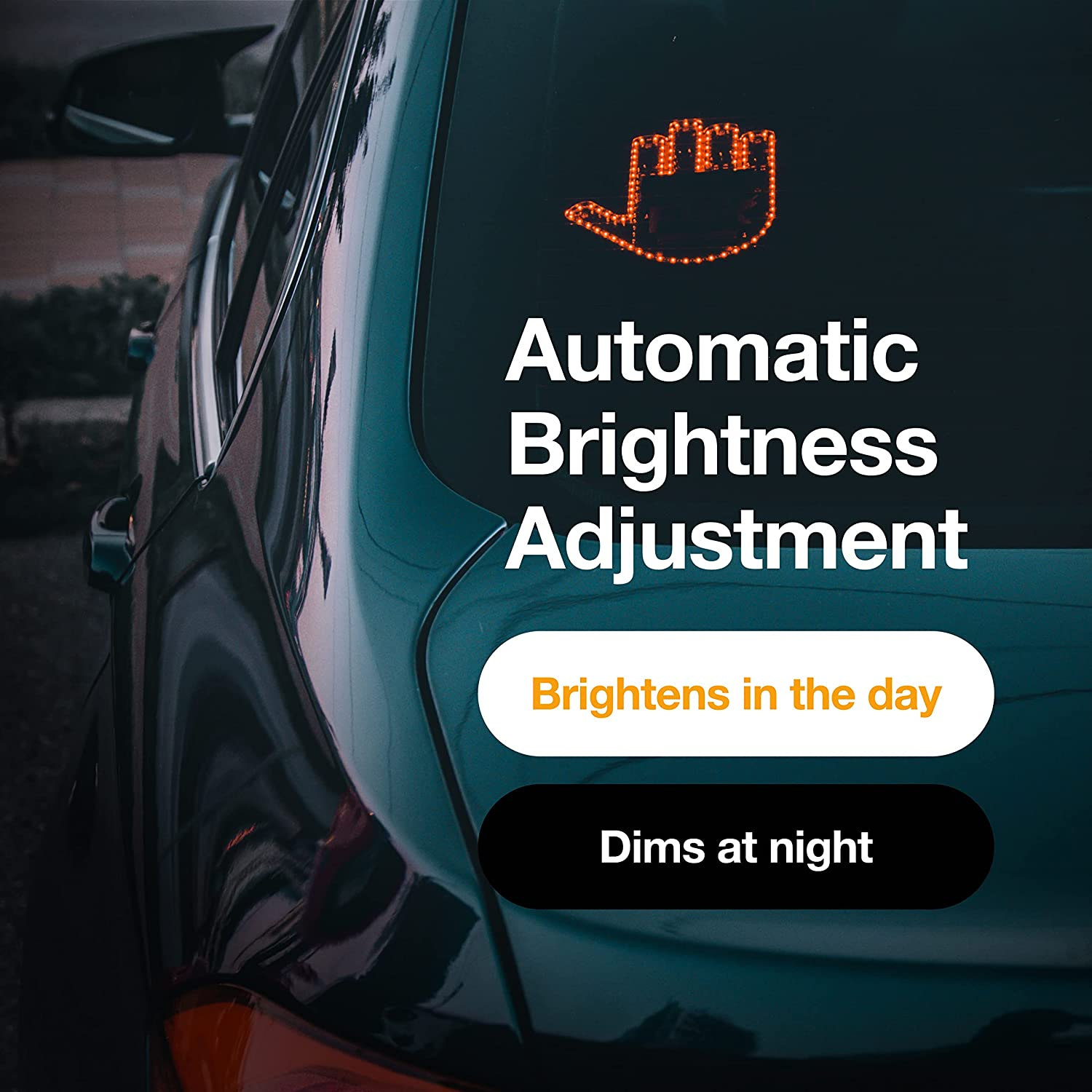 FLIK Original Middle Finger Light - Give the Bird & Wave to Drivers - Hottest Gifted Car Accessories, Truck Accessories, Car Gadgets & Road Rage Signs for Men, Women, & Teens - Funny Back Window Sign image number 3