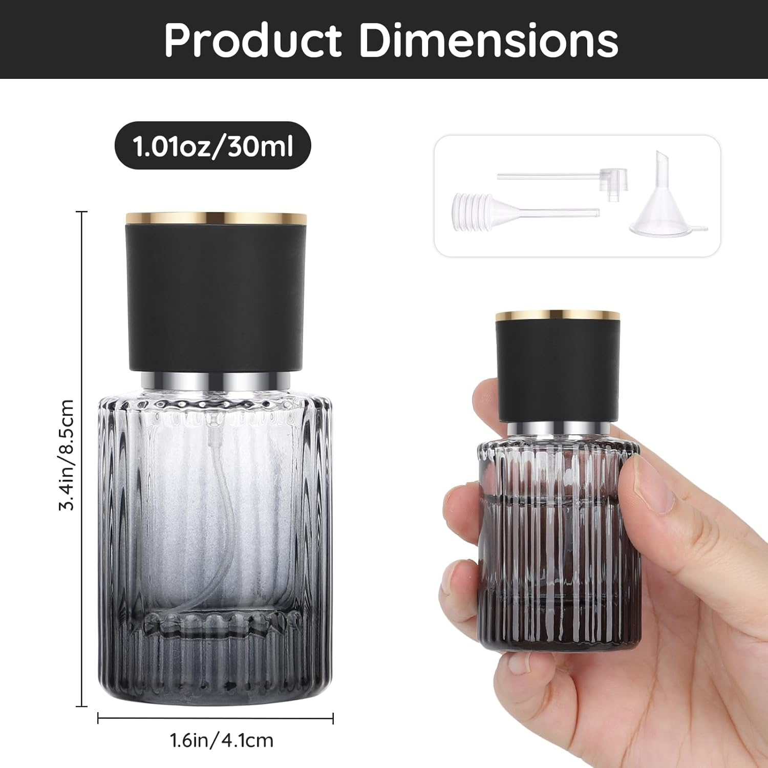 Segbeauty Travel Perfume Refillable Bottle, 2 Pcs Perfume Atomiser 30 Ml, Glass Perfume Spray Bottle, Perfume Empty Bottles, Portable Perfume Sprayer for Handbag (Gradient Black) image number 5