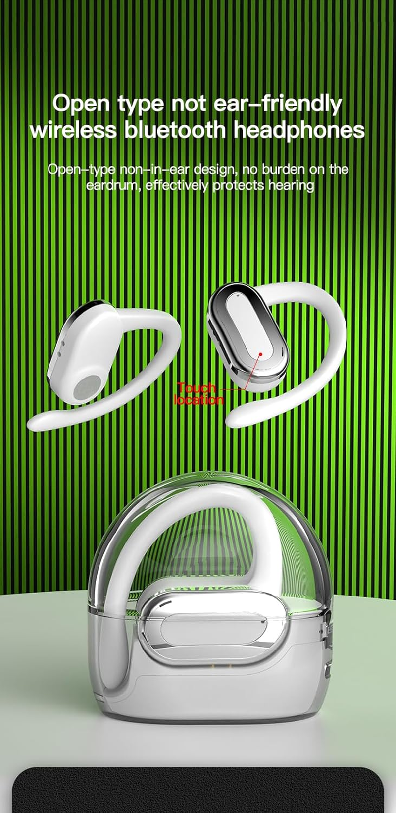 Open Ear 5.3 Bluetooth Earphones,With a Battery Life of 30 Hours. Truly Wireless Earphones, IPX7 Waterproof,Games, Laptops, Mobile Phones Available, Gifts (Pink) image number 2
