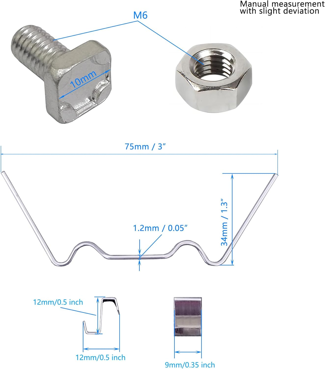 400Pcs Greenhouse Accessories Kit Stainless Steel Glazing Clip Fixing Clip Aluminum M6 Bolt Nut Full Set image number 2