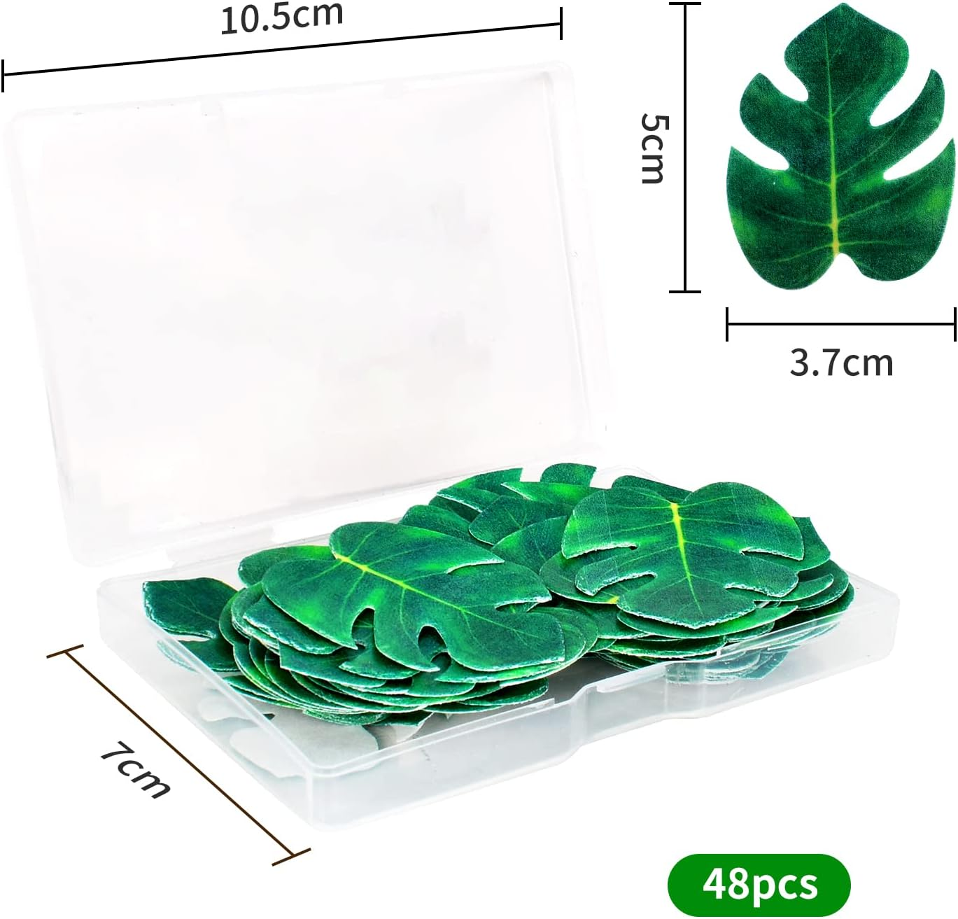 48Pcs Cupcake Toppers Edible Artificial Tropical Monstera Leaves Tropical Palm Leaves Cake Topper Cake Monstera Leaf Decoration for Hawaiian Jungle Summer Tropical Wedding Birthday Cake image number 3