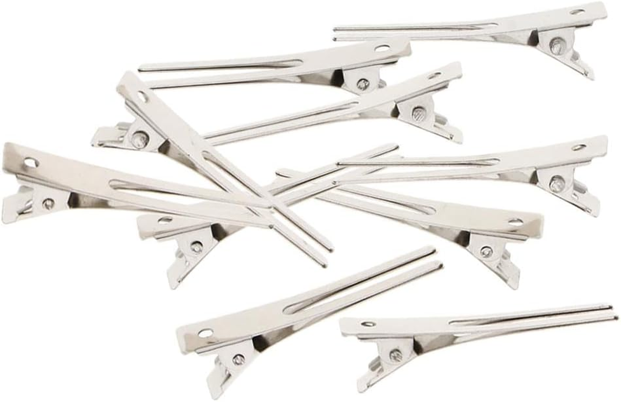 Baoblaze 10Pcs Women Girls Blank Silver Double Prong Metal Alligator Clips DIY Hair Bows Slides Makings 4.5 Cm image number 4