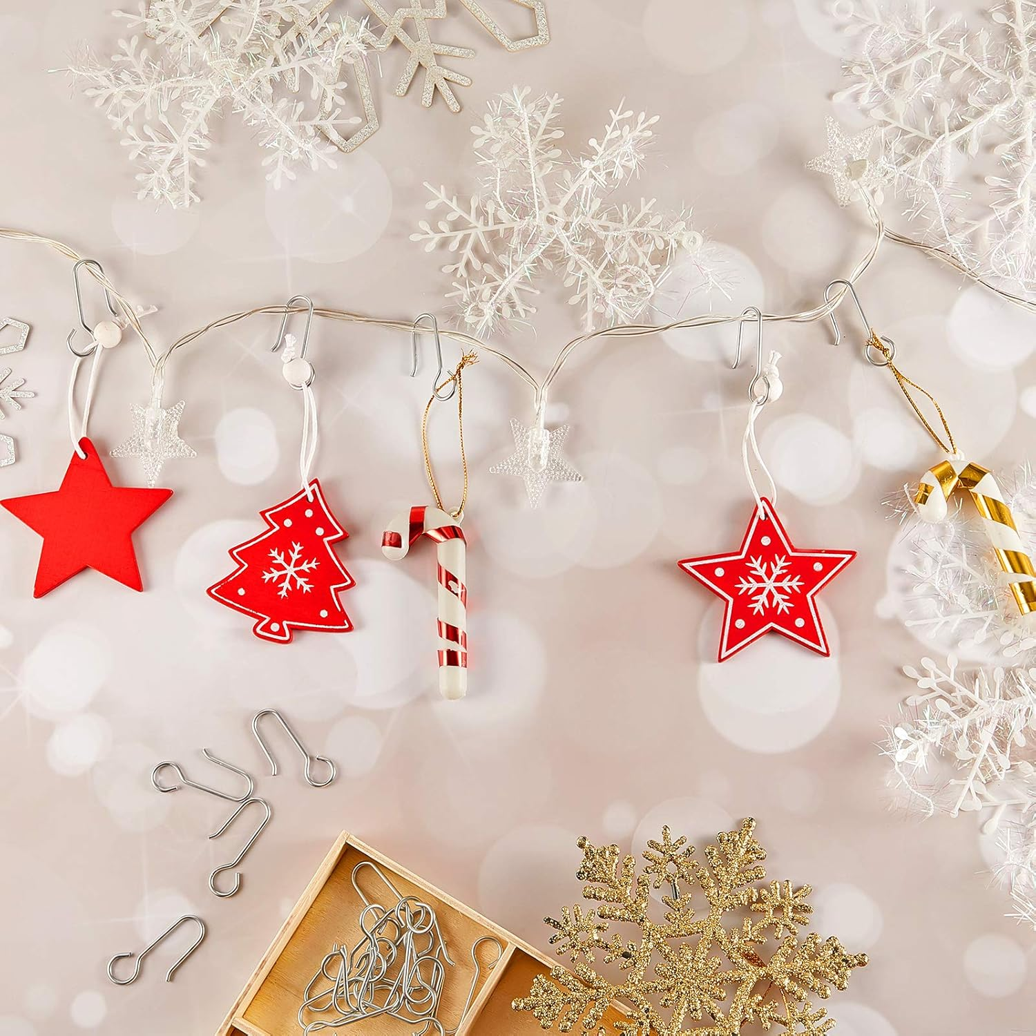 Metal S-Shaped Curtain Hooks for Ceiling Drape Track - Small Wire Hooks for Curtain and Drape image number 6