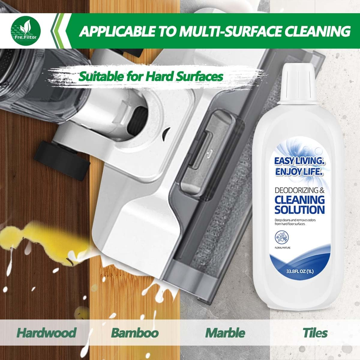 2L Hard Floor Cleaning Solution for Tineco Ifloor Series - FLOOR ONE S3 S5 S6 S7 Series (EXCEPT S5 Steam / S7 Steam) Wet Dry Vacuum - Low Suds - 1L*2PCS image number 1