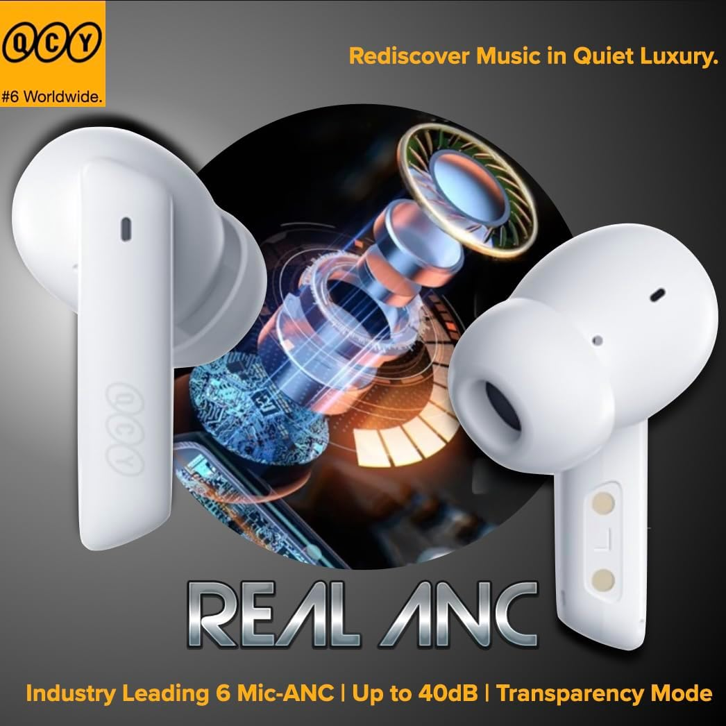 QCY HT05 TWS Earphones, ANC (White) image number 2