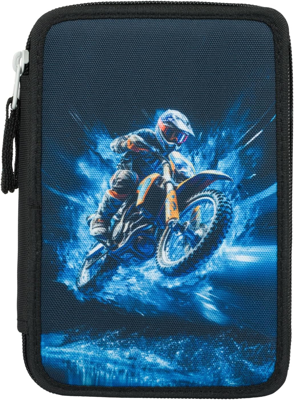 Baagl 3 Compartment Pencil Case for Boys Girls School Pencil Case for Stationery School Supplies Pencil Case Pencil Case for School - Motorbike. image number 3