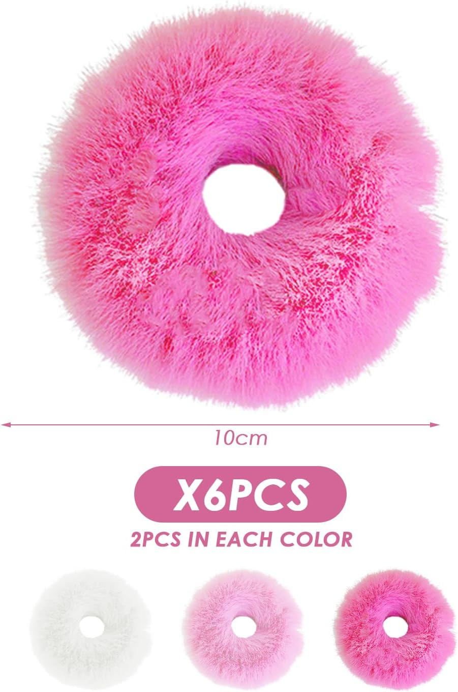 Pack of 6 Plush Hair Ties, Cute Hair Ties, Soft Hair Ties, Elastic Hair Ties, Ponytail Hair Accessories, Girls Hair Accessories, Hair Accessories image number 1