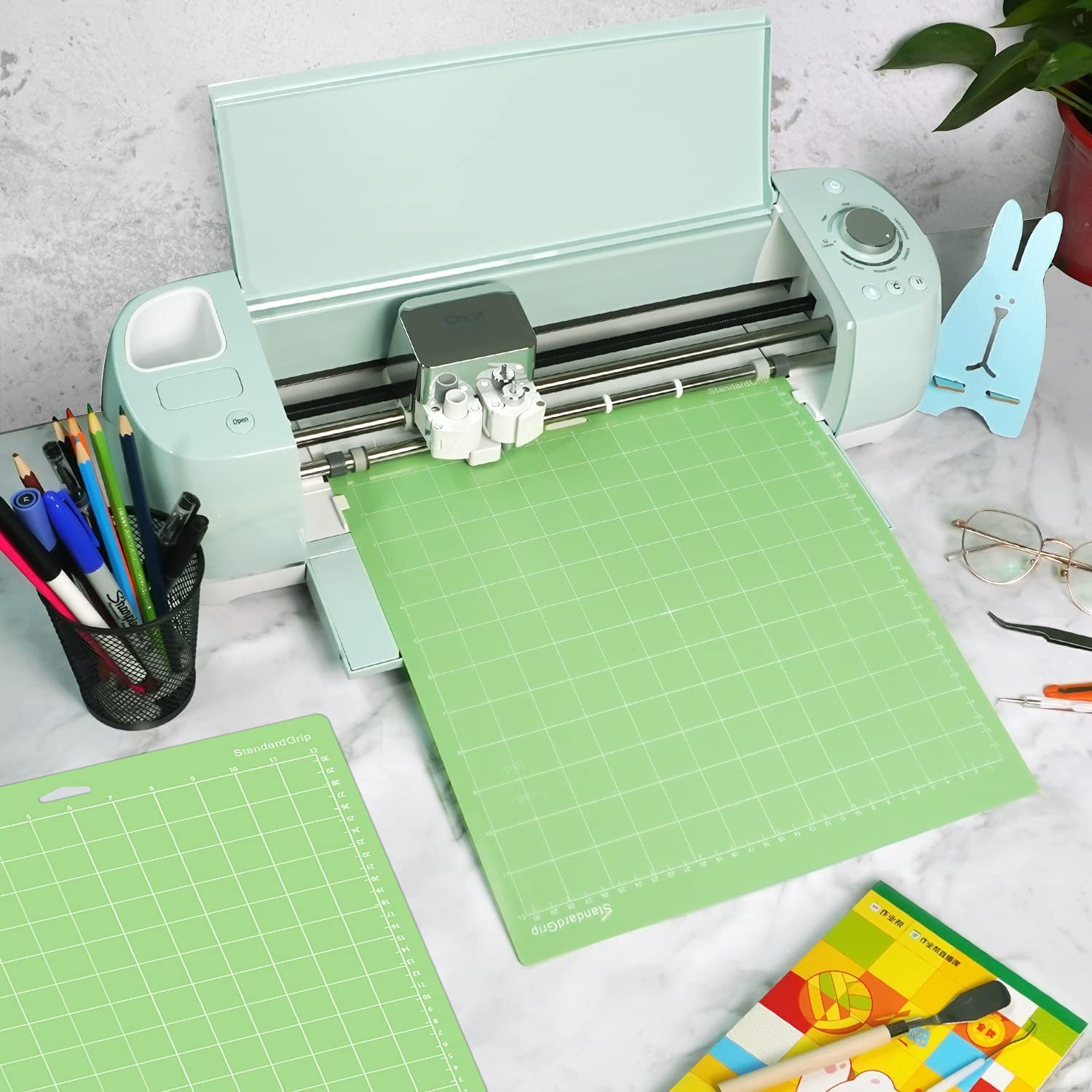 Cutting Mat for Cricut 8 Pack 12X12 Inch Standardgrip Adhesive Sticky Non-Slip Durable Mat for Cricut Explore One/Air/Air 2/Maker Cut Mats Replacement Accessories (Green 8Pack) image number 2