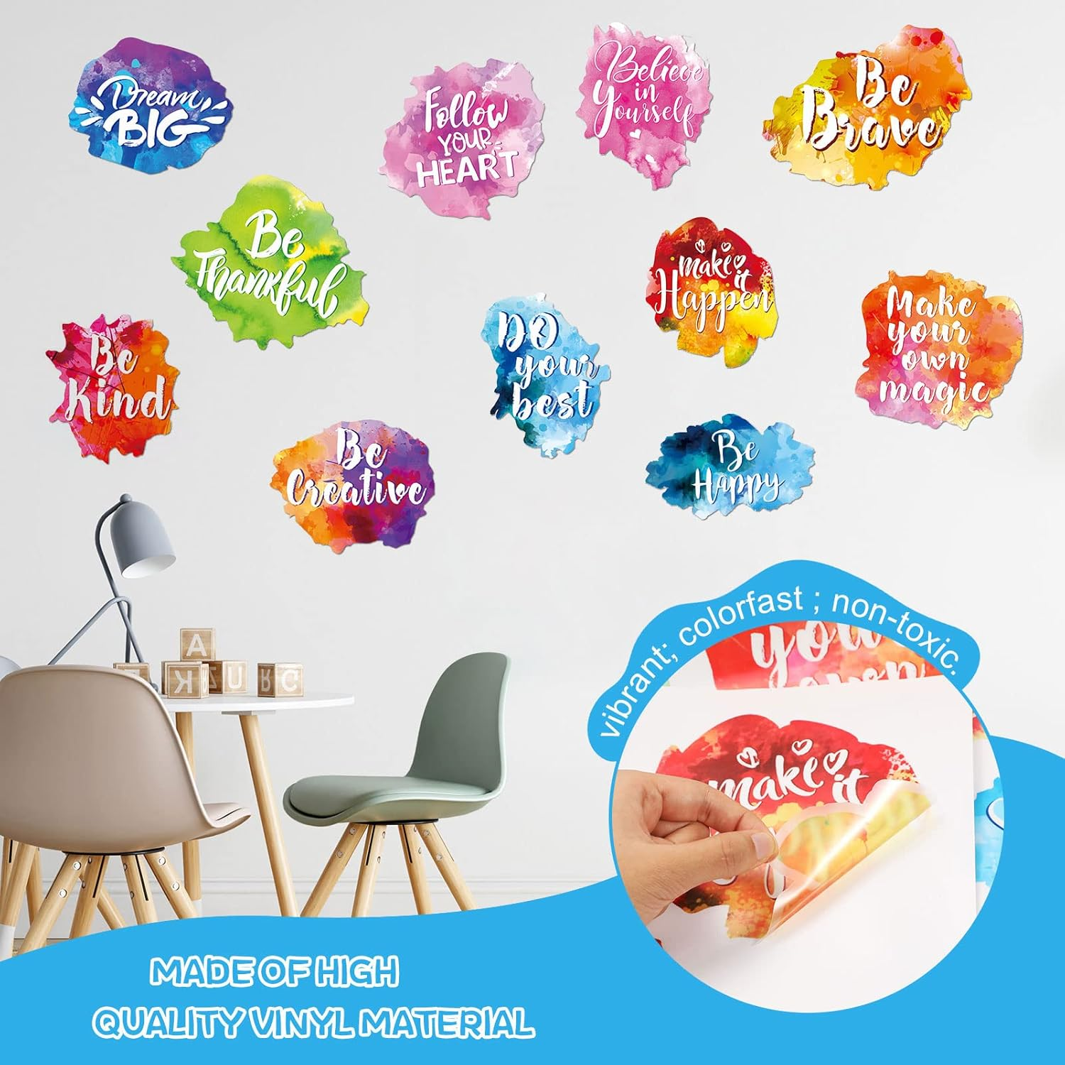 Zonon 6 Pieces Back to School Inspirational Classroom Wall Decal Watercolor Motivational Quote Sticker Colorful Inspirational Sticker for Classroom Home Wall Bedroom Bathroom Kitchen Playroom Decor