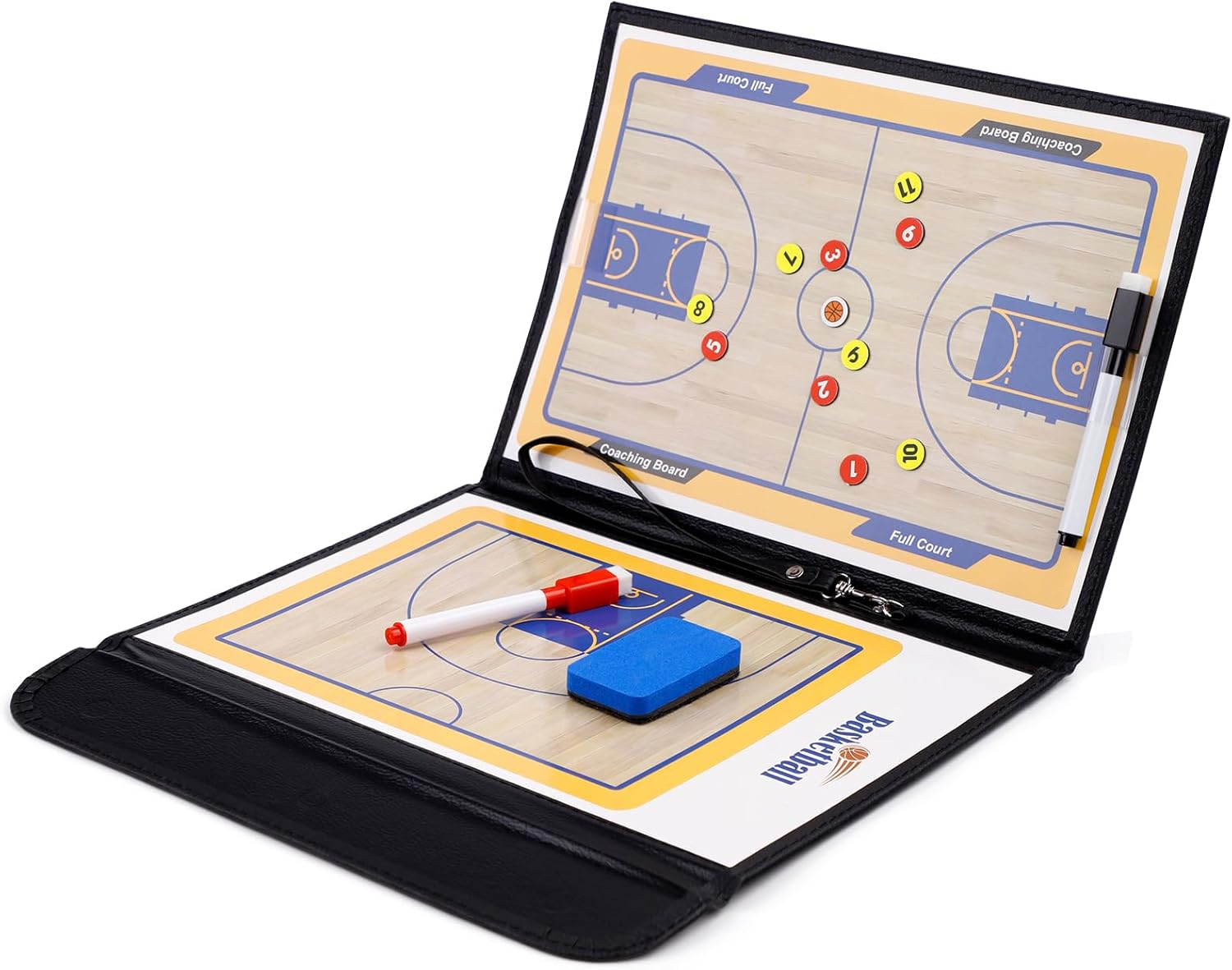 Basketball Coaching Board, Magnetic Basketball Coaching Tactics Board Portable Erase Coaching Marker Tactics Board Whiteboard Coach Training Equipment for Teaching and Game Plan Demonstration image number 3