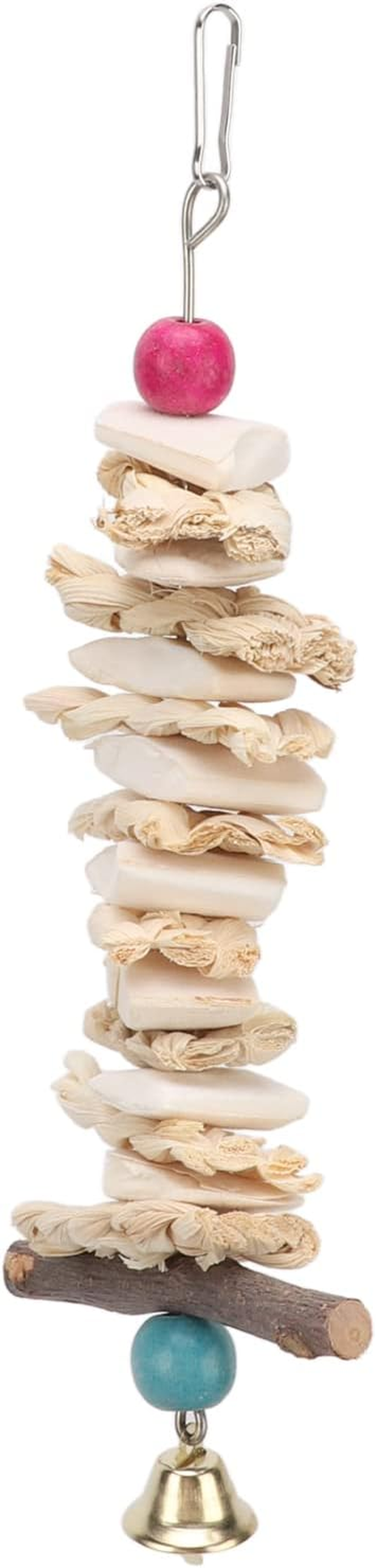 Bird Cuttlebone Toy, Bird Chewing Toy, Colorful Hanging Hand Made Cuttlefish Bone Toy, Parrot Toys Chewing Bird Toy Cuttle Bone Beak Grinding Cage Hanging Bell Toys for Parrots Budgie African Greys image number 5