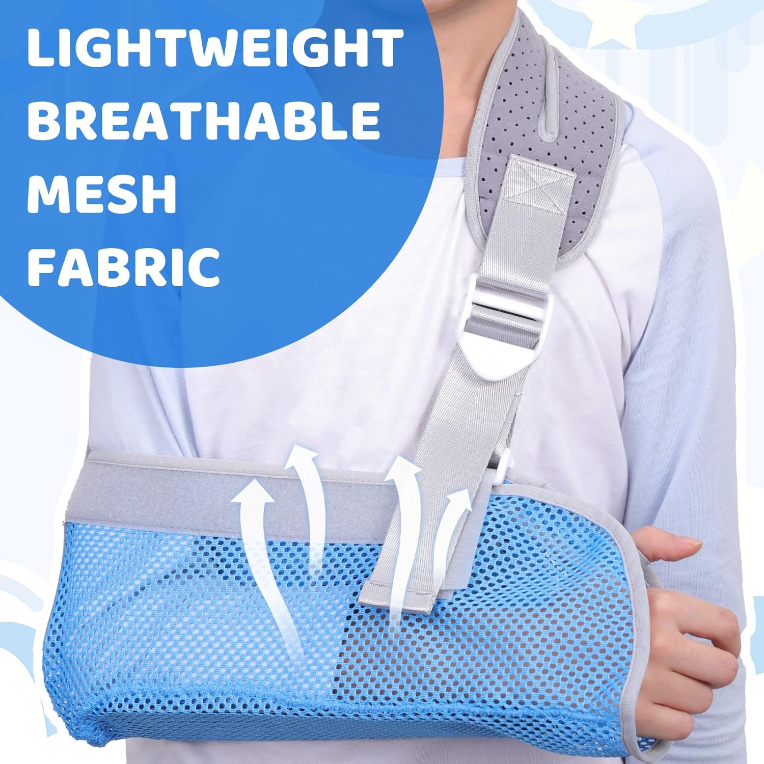 Arm Sling for Kids, Arm Brace with Support Plate, Arm Support Sling Shoulder Immobilizer for Children Shoulder Injury, Suit for Left and Right Arms, Boy and Girl(Blue,Xs)