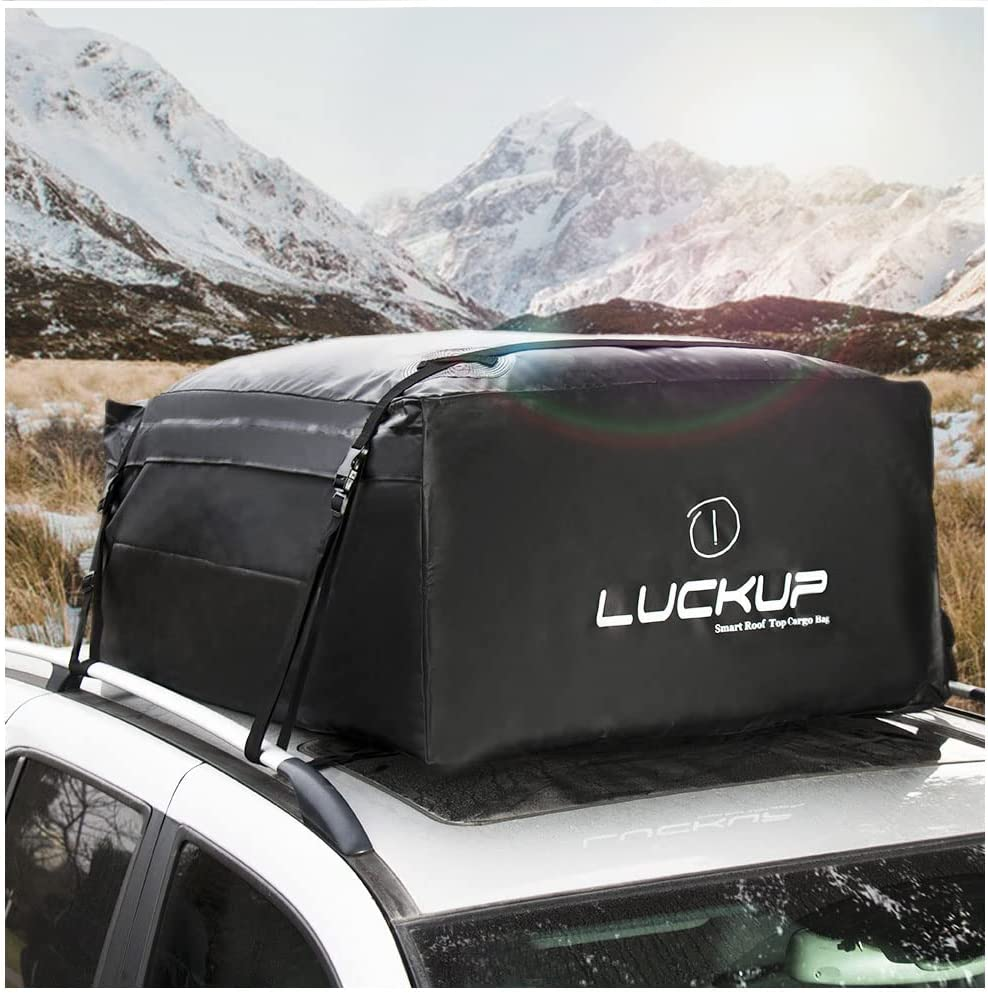 KELIXU Rooftop Cargo Carrier Bag Durable 100% Waterproof,Fits All Cars with Rack or No Rails, 4 Heavy Duty Wide Straps and Buckles, Black, 235Kg,0.52 Cubic Meter image number 3