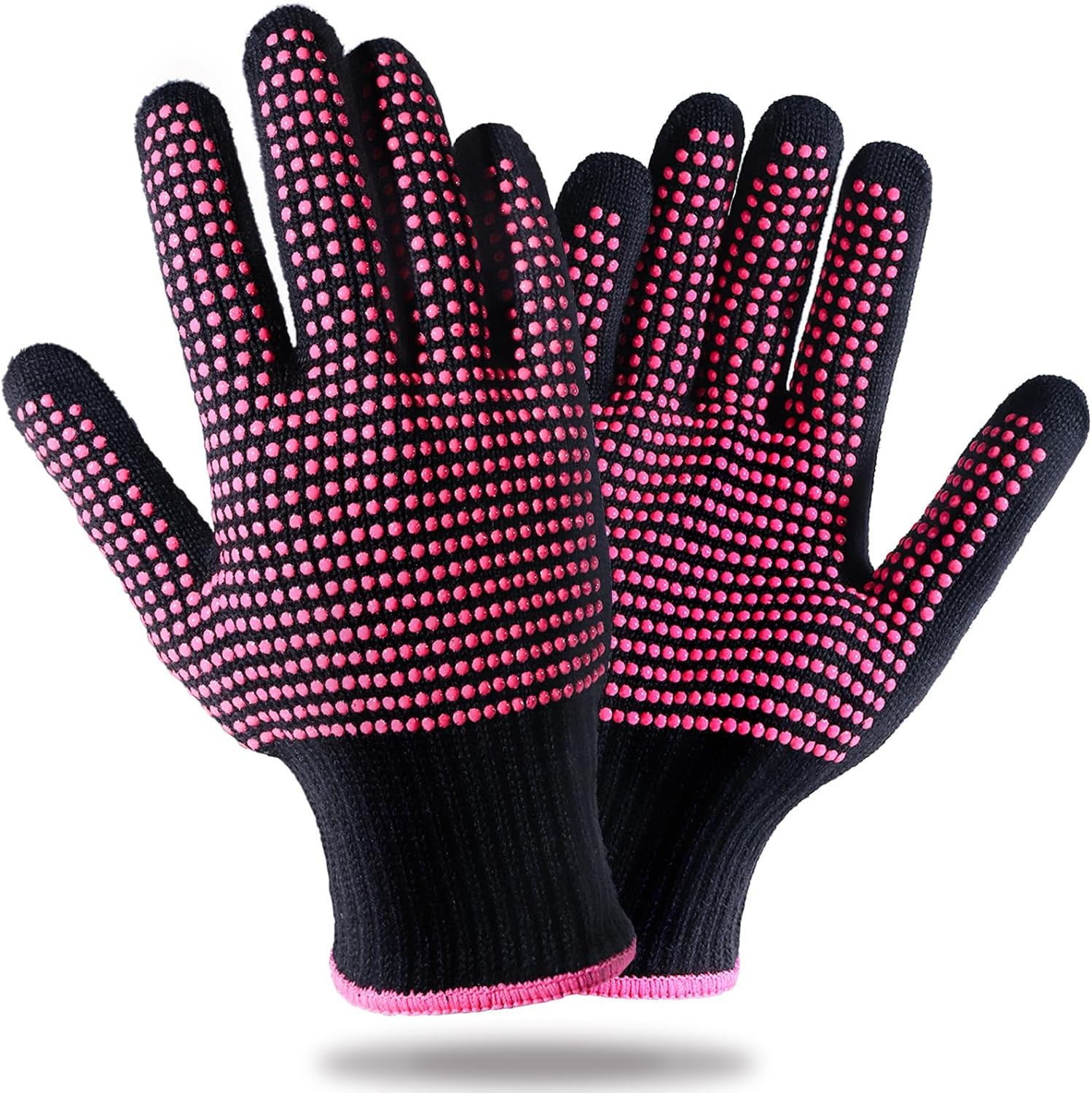 Heat Resistant Glove with Silicone Bumps for Hot Hair Styling Curling Iron Wand