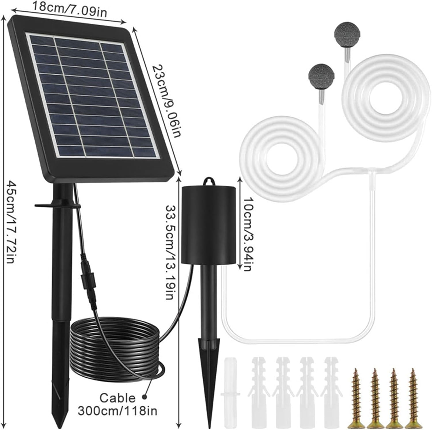 Cryfokt 3W Solar Pond Aerator with 3 Modes Oxygen Pump, Solar Oxygen Pump for Hydroponics image number 6
