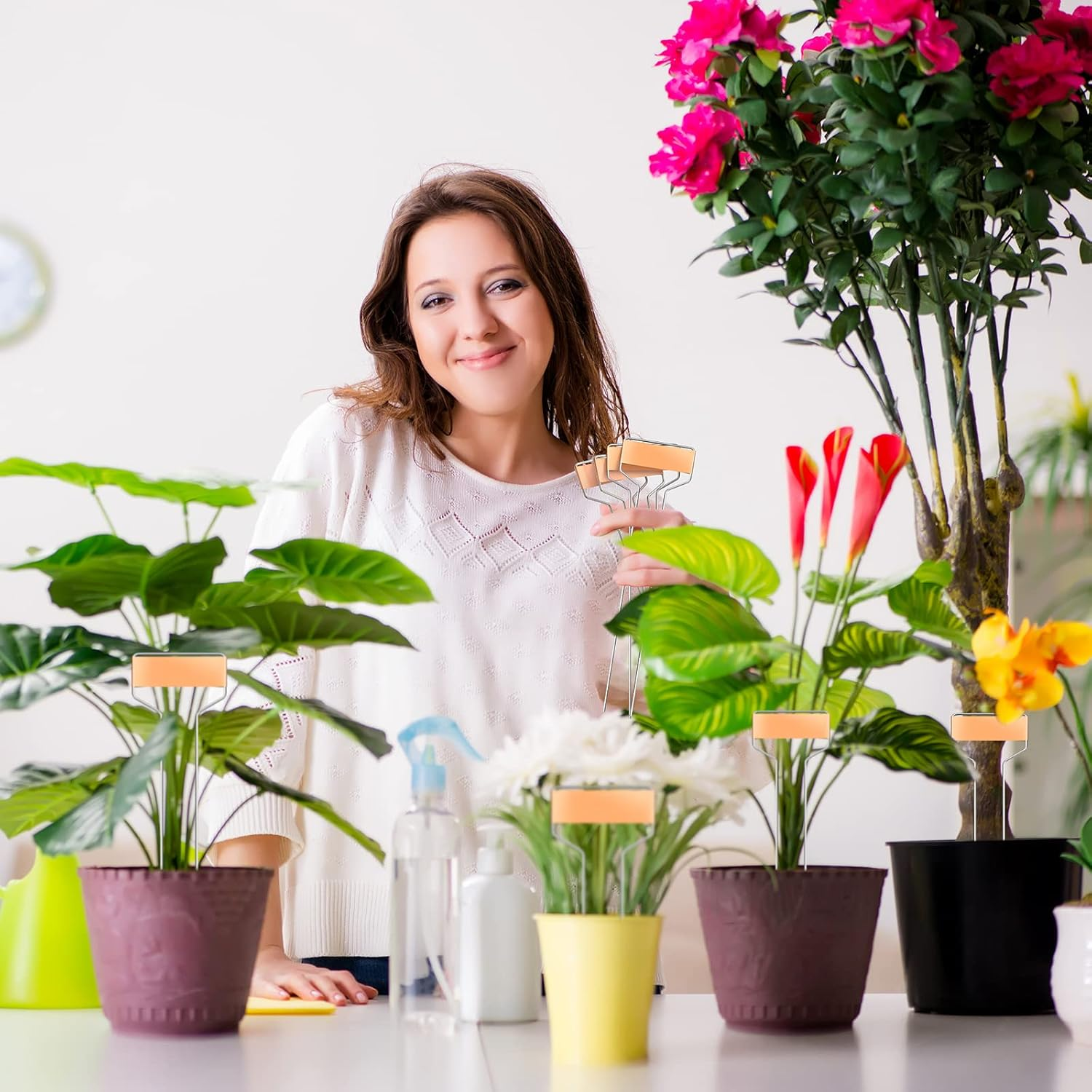 60 Pieces Copper Metal Garden Tags Rose Gold Plant Labels for Outdoor Garden Waterproof Plant Markers with 2 Permanent Pen Planting Nursery Garden Tags Reusable Garden Labels Stake for Plants Seedling image number 2