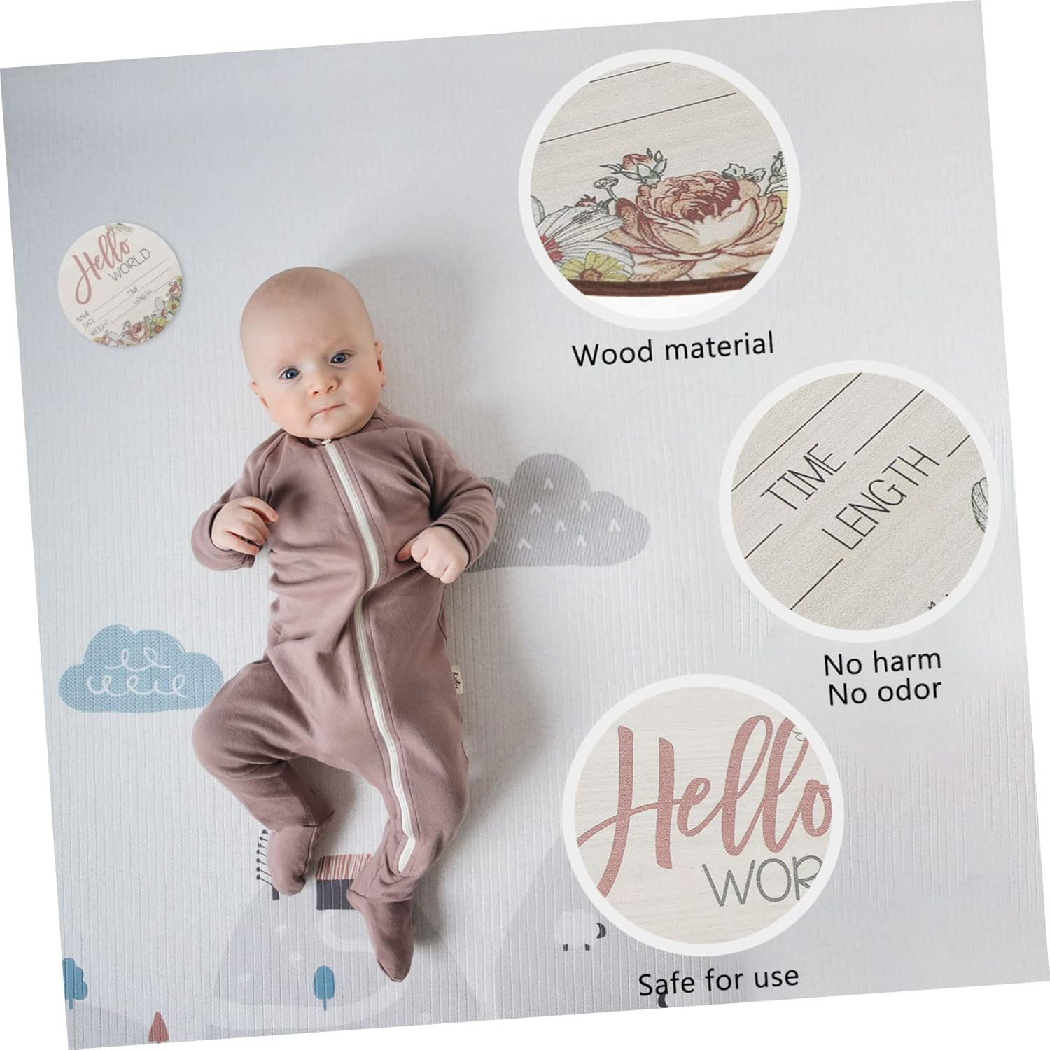 Wooden Newborn Announcement Sign Baby Birth Name Photo Prop for Hospital Baby Shower Nursery Decor image number 4