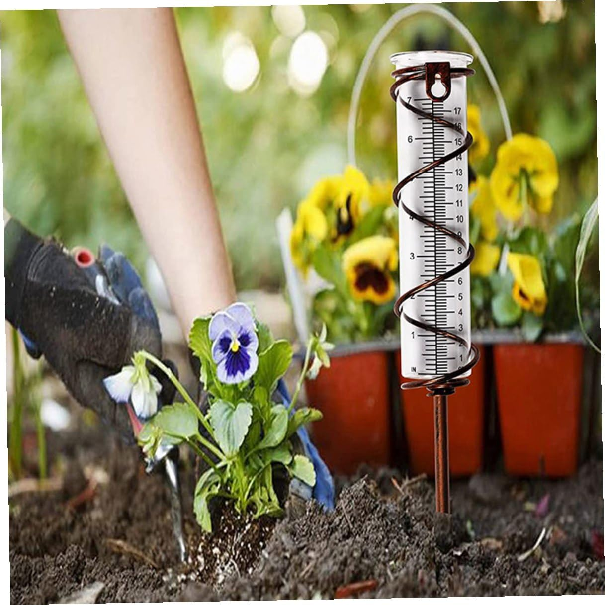 4Pcs Transparent Rain Measuring Tubes Glass Rain Gauge Outdoor Water for Garden Lawn Patio for Plant Moisture Monitoring