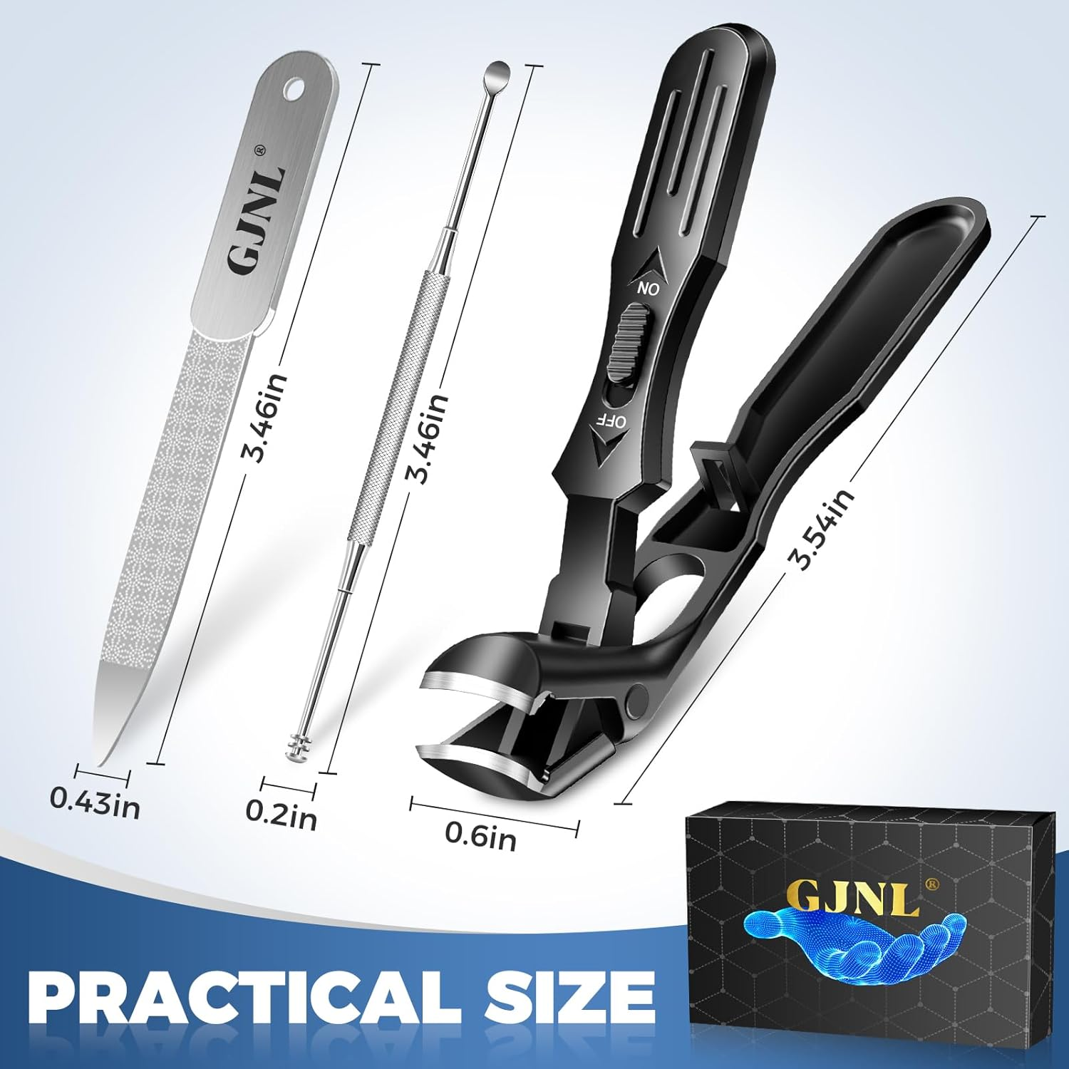 Toenail Clippers for Seniors Thick Toenails, Upgrade Angled Nail Clipper for Seniors, Toe Nail Clippers for Men with Wide Jaw Opening, Sharp Heavy Duty Fingernail Clipper Cutter with Catcher image number 3