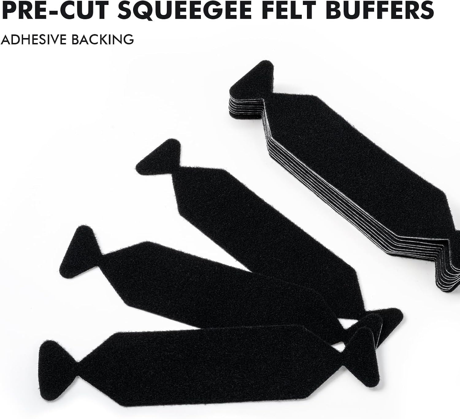 FOSHIO Pre-Cut 30PCS Squeegee Felts, Black Felt Tape with Adhesive Backing Fit 4-Inchs Squeegee, Squeegee Buffer Sticky Felt Pads Vinyl Wrap Tools image number 6