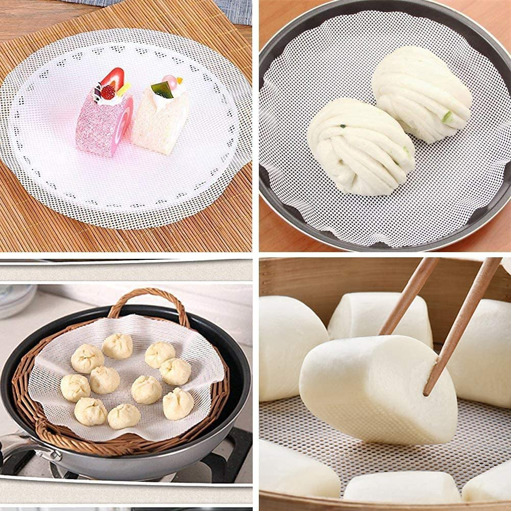 Silicone Steamer Liners, 5Pc Non-Stick Dumplings & Buns Mesh, 12In/30Cm image number 4