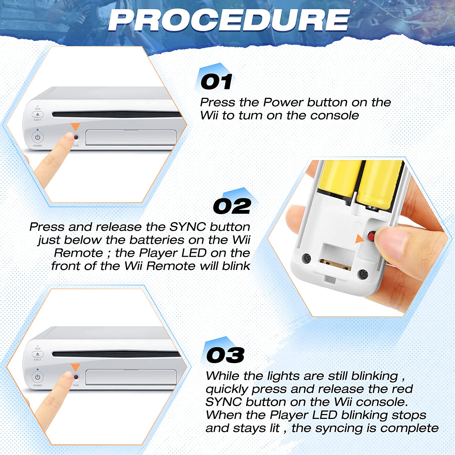 2 Pack FISUPER Remote Controller with Motion plus for Wii/Wii U, 2 in 1 Remote with Nunchuck Controller Compatible with Wii Wii U Console (Black+White) image number 6