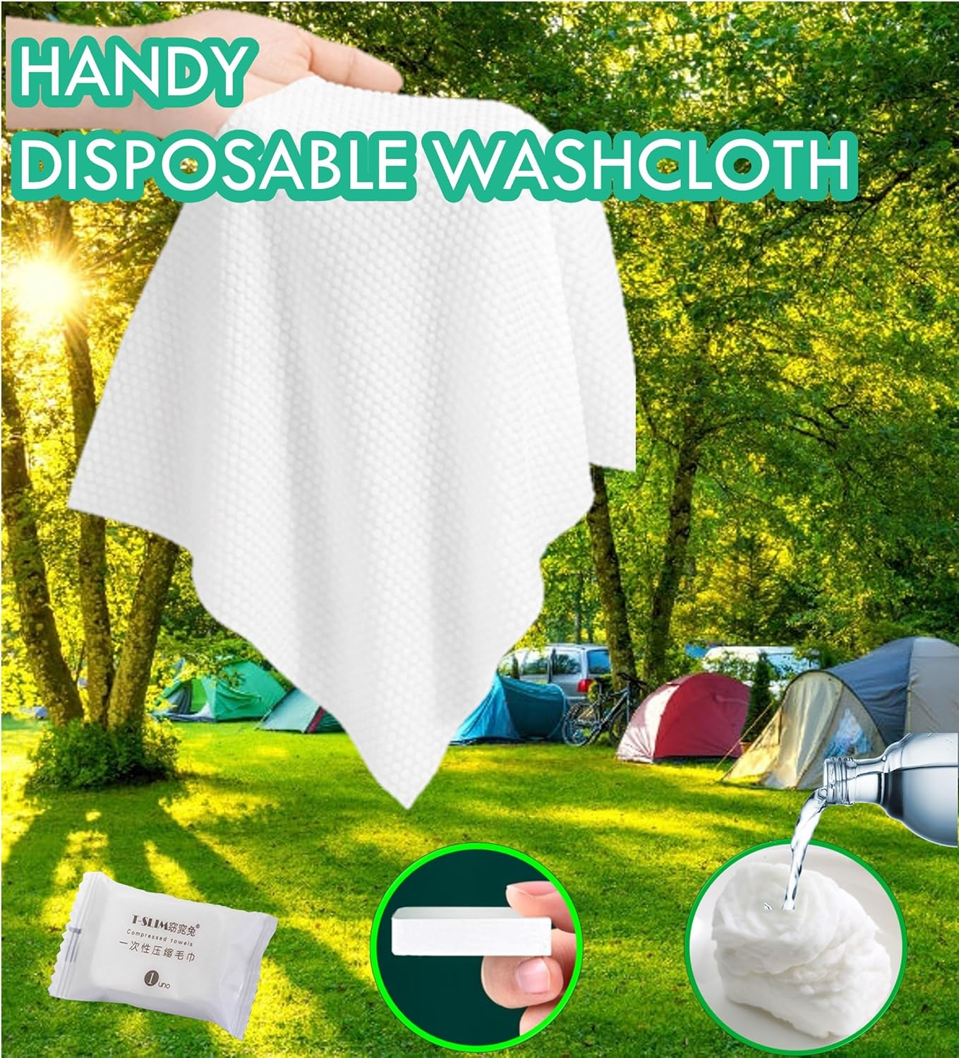 Premium Compressed Towel Tablet, Essential Face Washcloths for Travel, Camping, Hiking, Sports and Beyond, Portable Disposable Thicker Larger, Pure Cotton, 20PCS image number 2