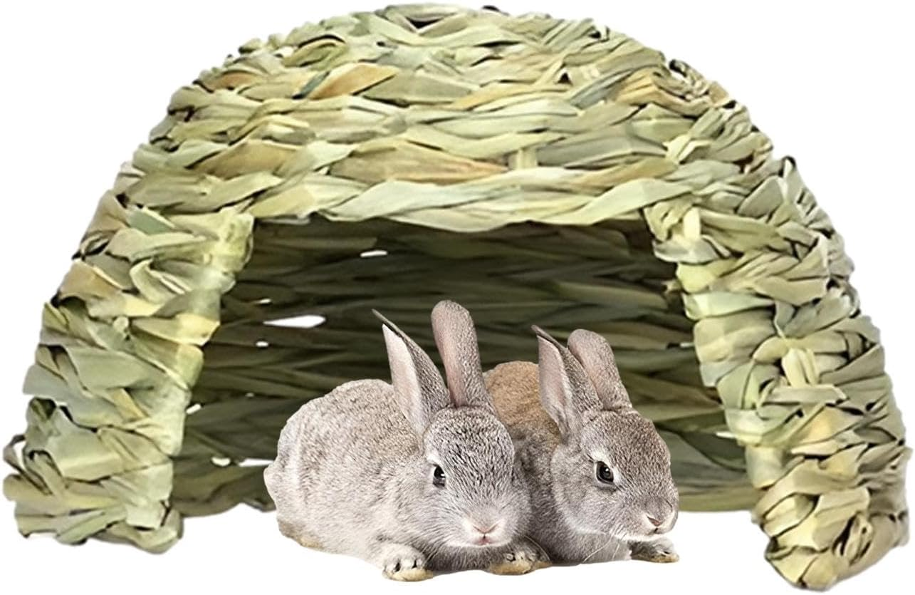 Grass House - Folding Bed Guinea Pig Hideaway, Sleeping Grass Nest Hideaway, Pet Straw House, Cozy Small Animal Hideaway, Portable Guinea Pig Shelter | Small Animal Play Hideaway, Hay Bed For - S image number 3