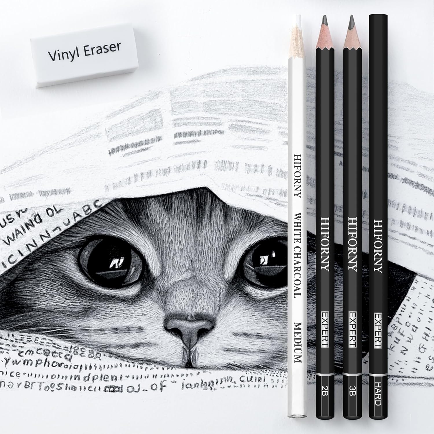 HIFORNY 42 PCS Drawing Set, Sketching Kit with Graphite & Charcoal Pencils, Blending Tools, Erasers & Accessories, Portable Zippered Travel Case for Artists & Beginners