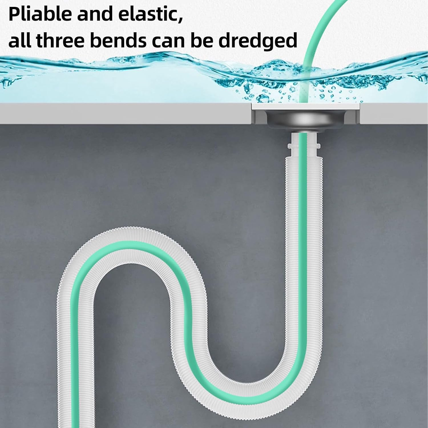 50 Inch Sink Snake Hair Drain Clog Remover - 3Pcs Anti-Break Steel Snake Drain Hair Removal Tool, Flexible Drain Cleaner Tool for Bathroom/Bathtub, Shower Drain Clog Remover with Hair Catcher image number 2